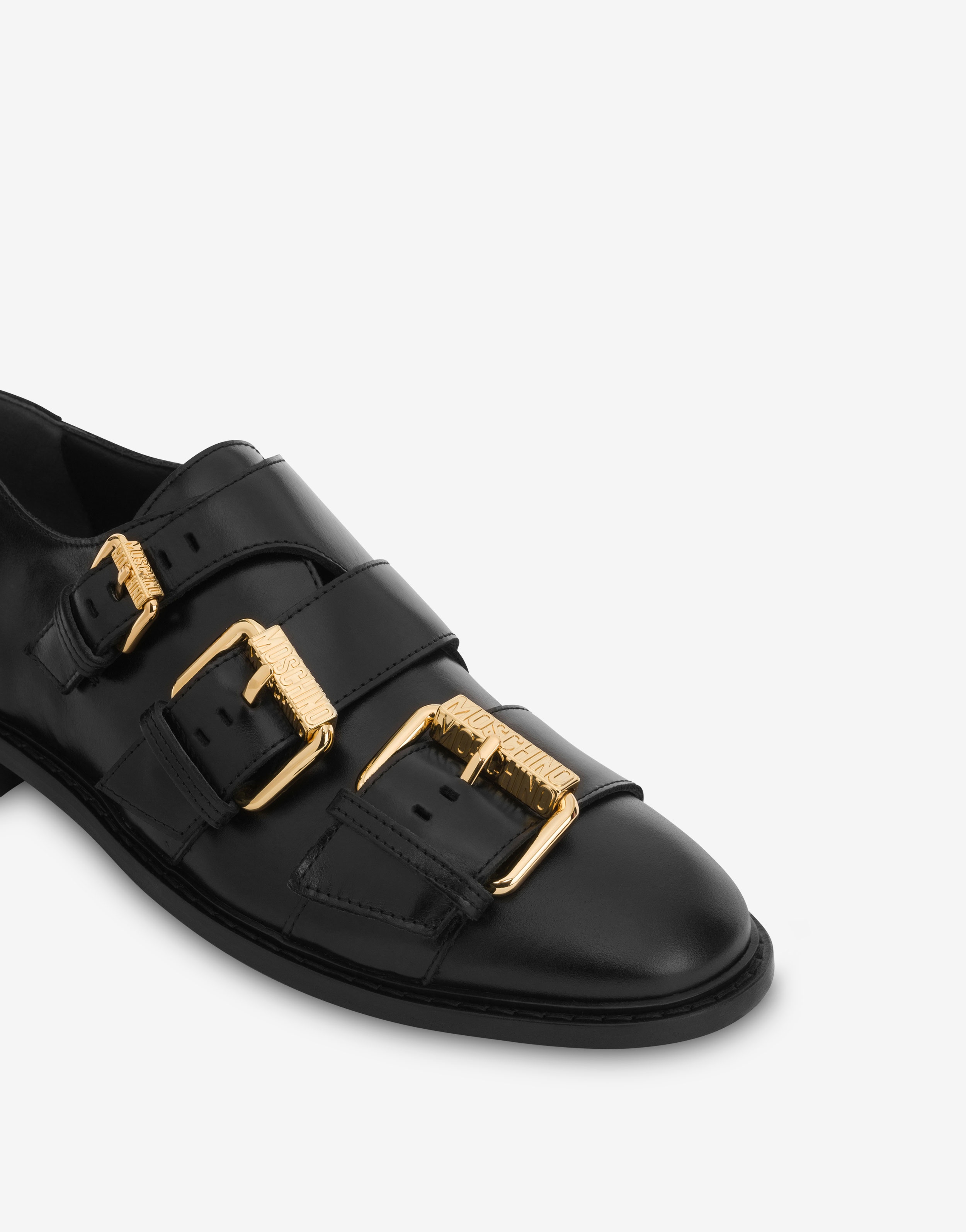 MULTI BUCKLES SHINY CALFSKIN LOAFERS - 4