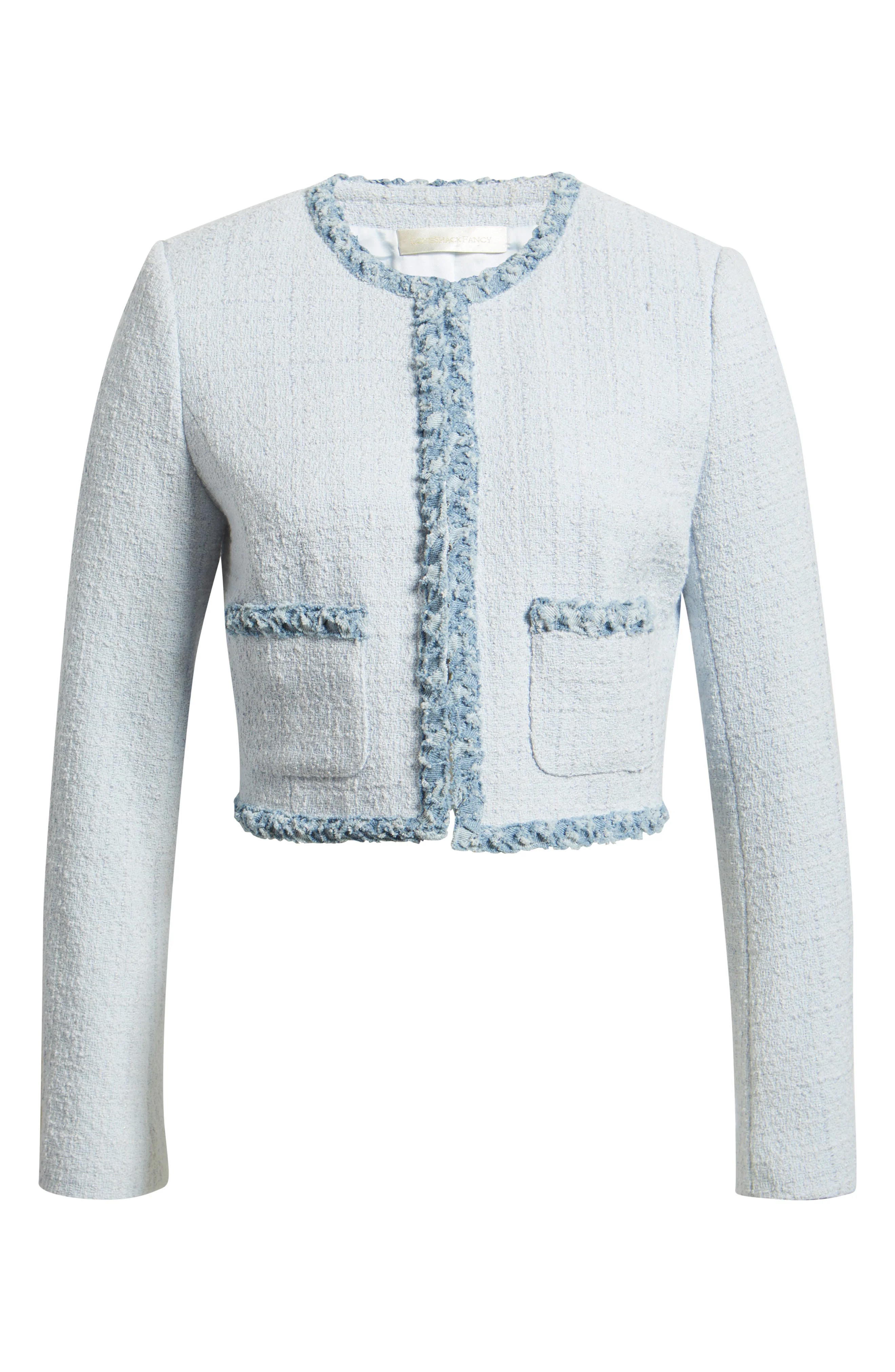 LoveShackFancy Azula Crop Tweed Jacket in Wild River at Nordstrom - 1