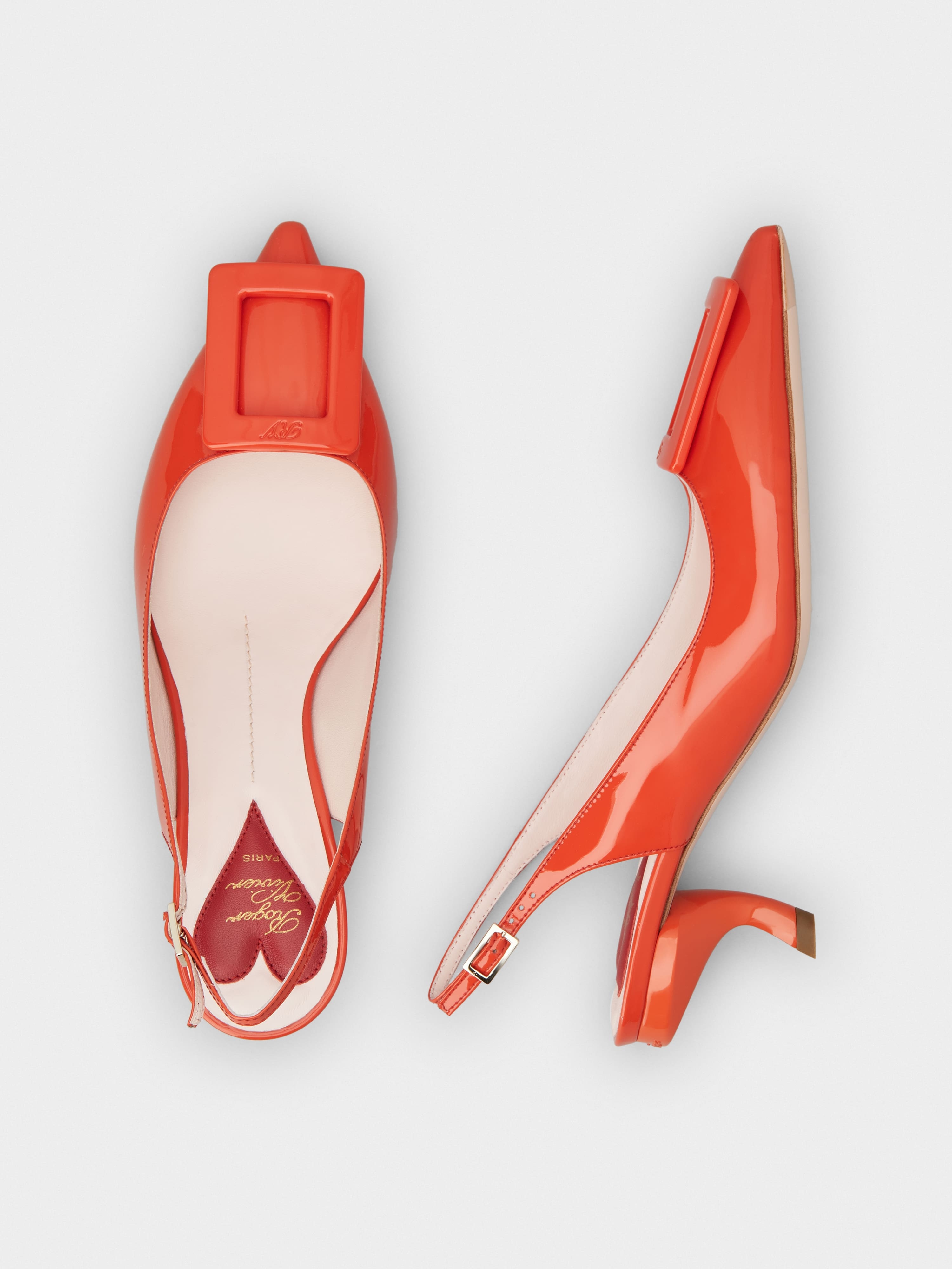 Virgule Lacquered Buckle Slingback Pumps in Patent Leather - 4