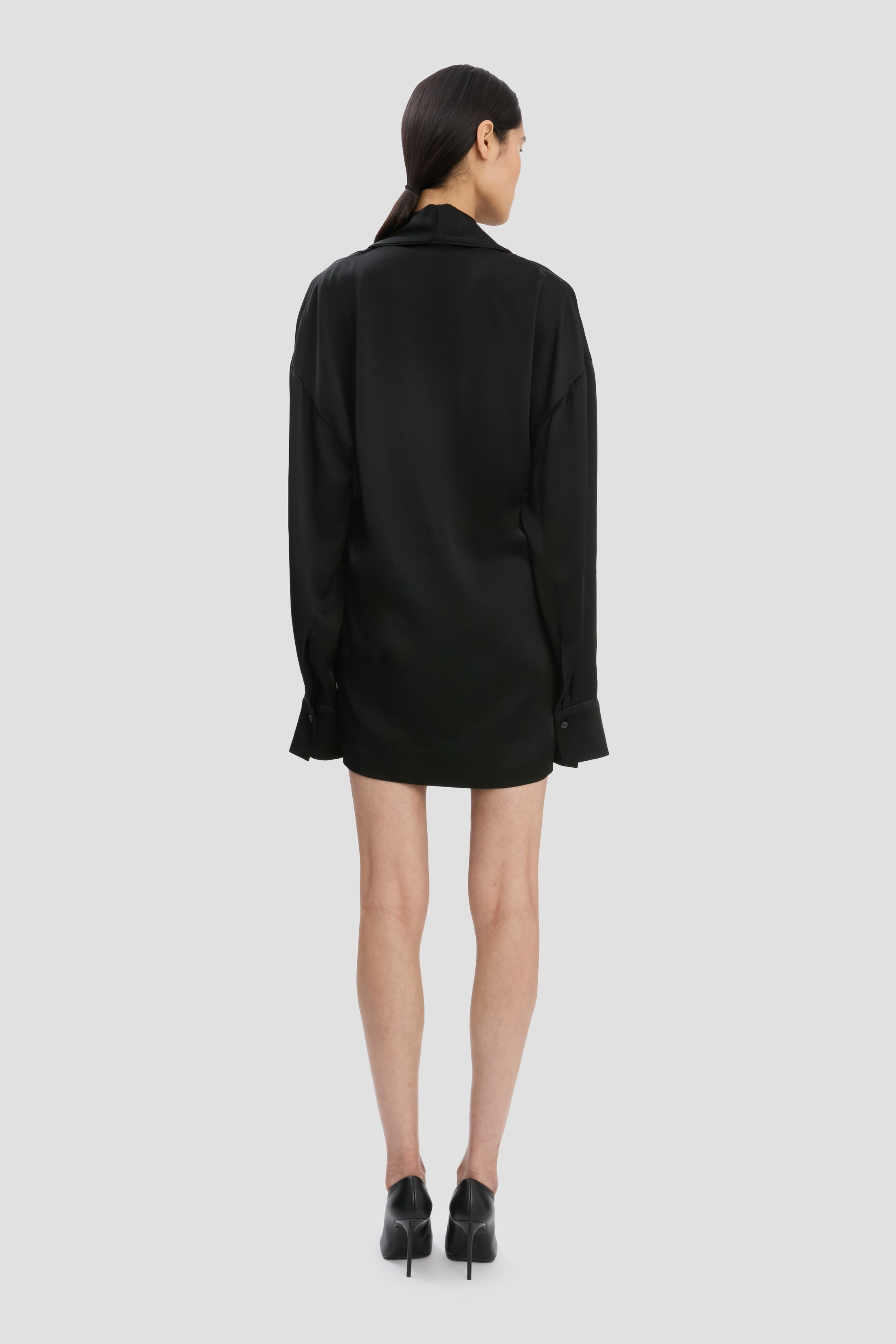 Wrap Detail Mini Dress In Black - 5
