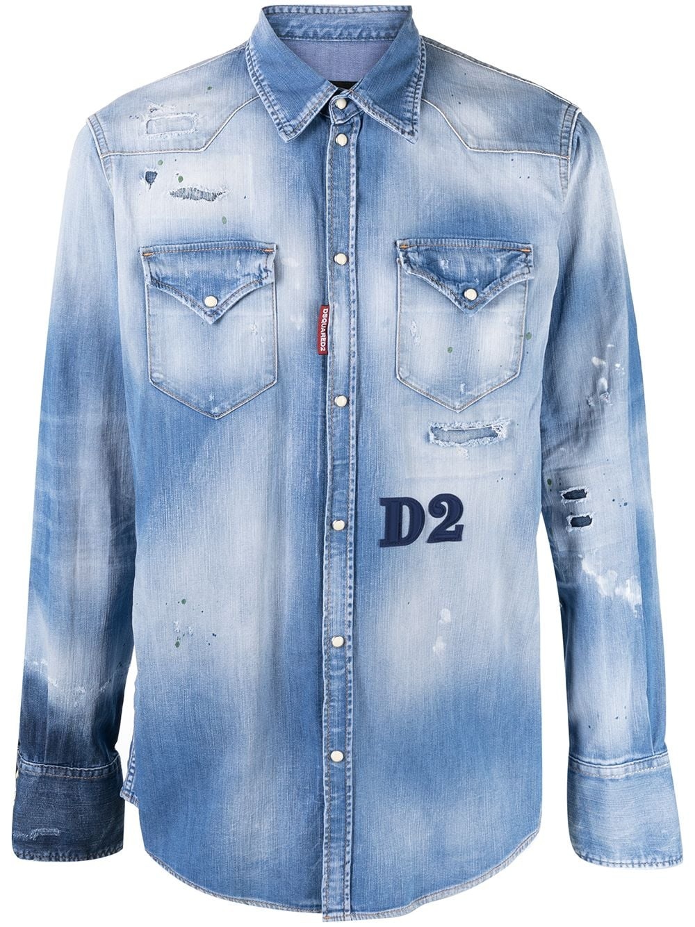 distressed denim shirt - 1