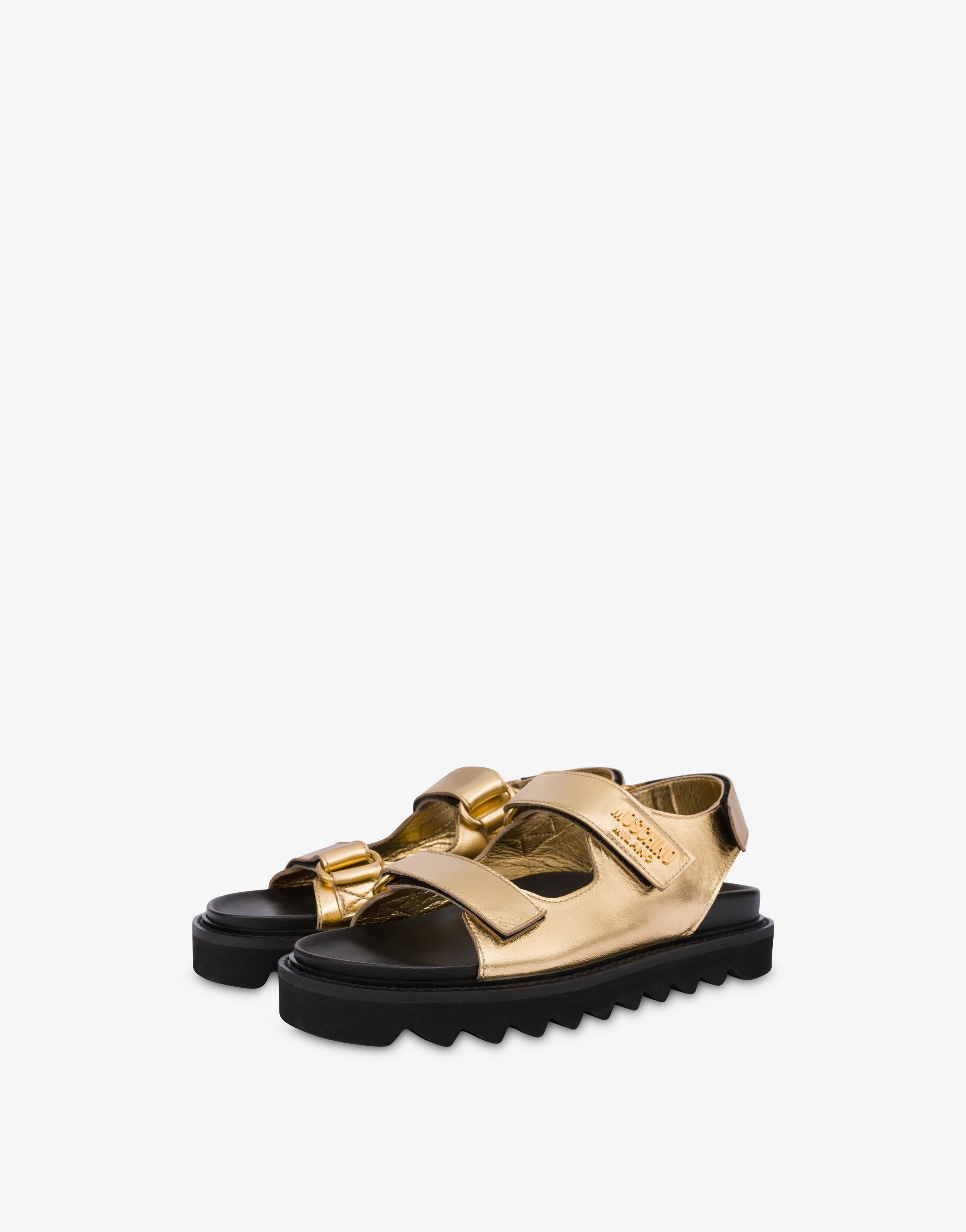 METAL LOGO FOILED PLATFORM SANDALS - 1