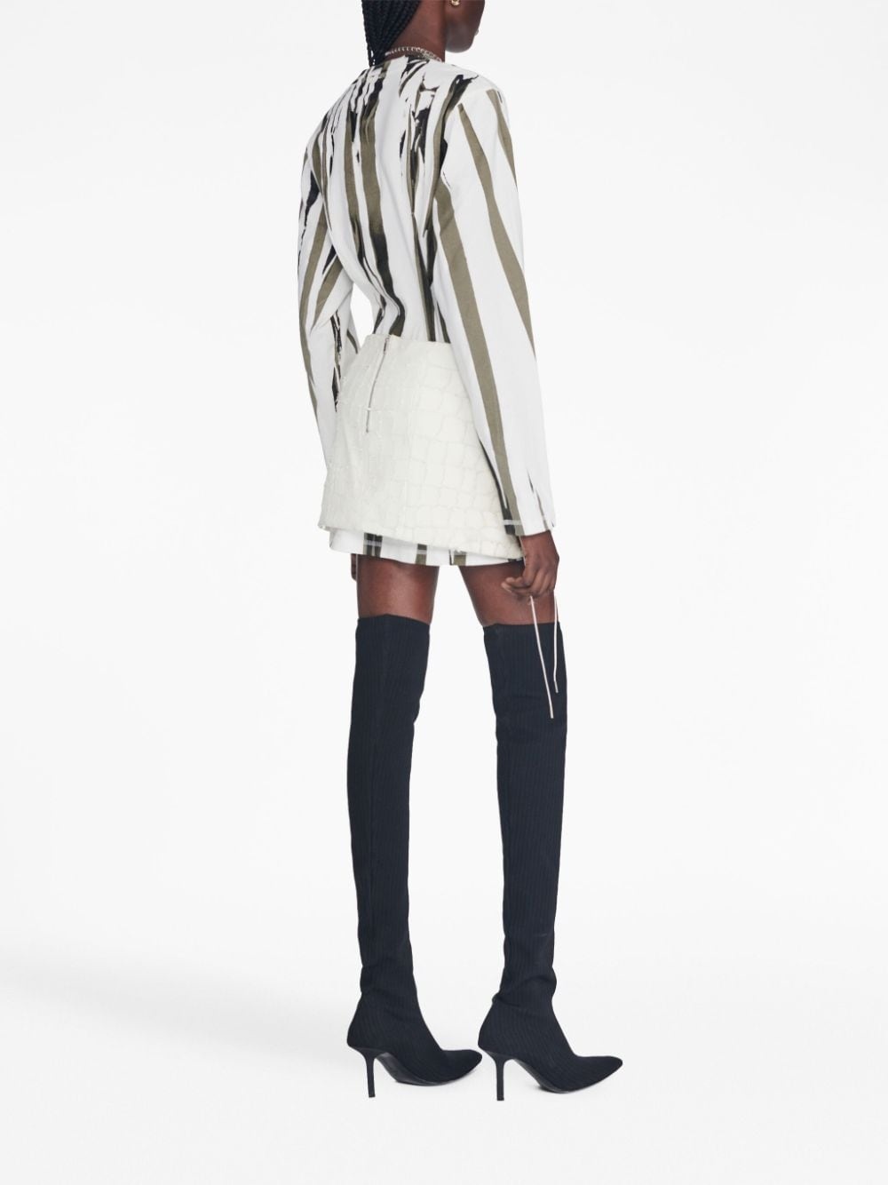 snakeskin-effect leather skirt - 4