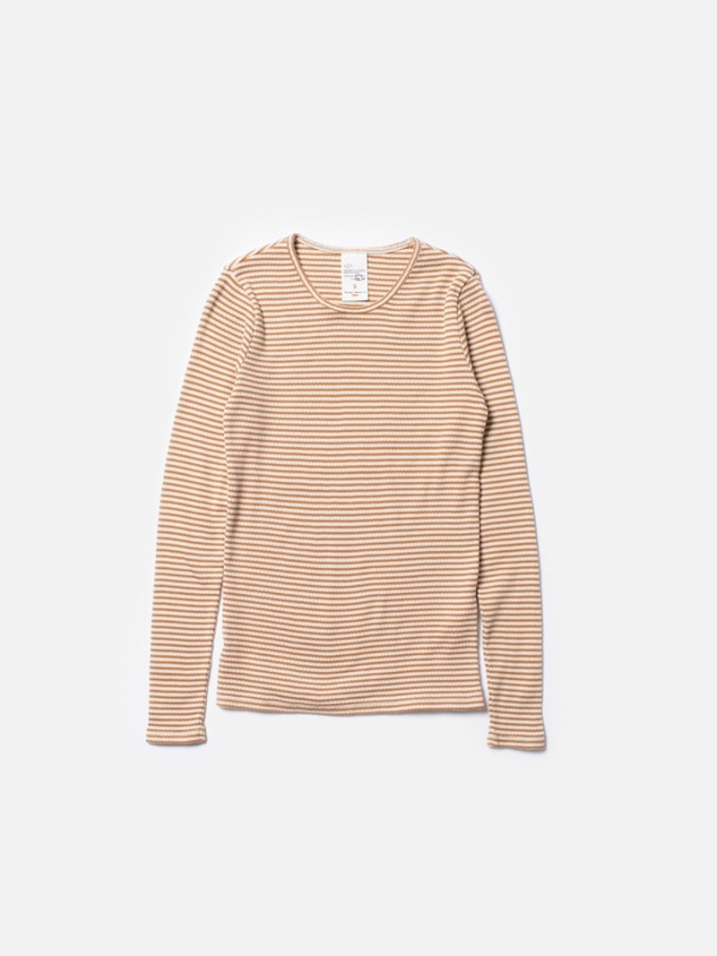 Jessy Striped Rib LS T-Shirt Brown/Offwhite Multi 1