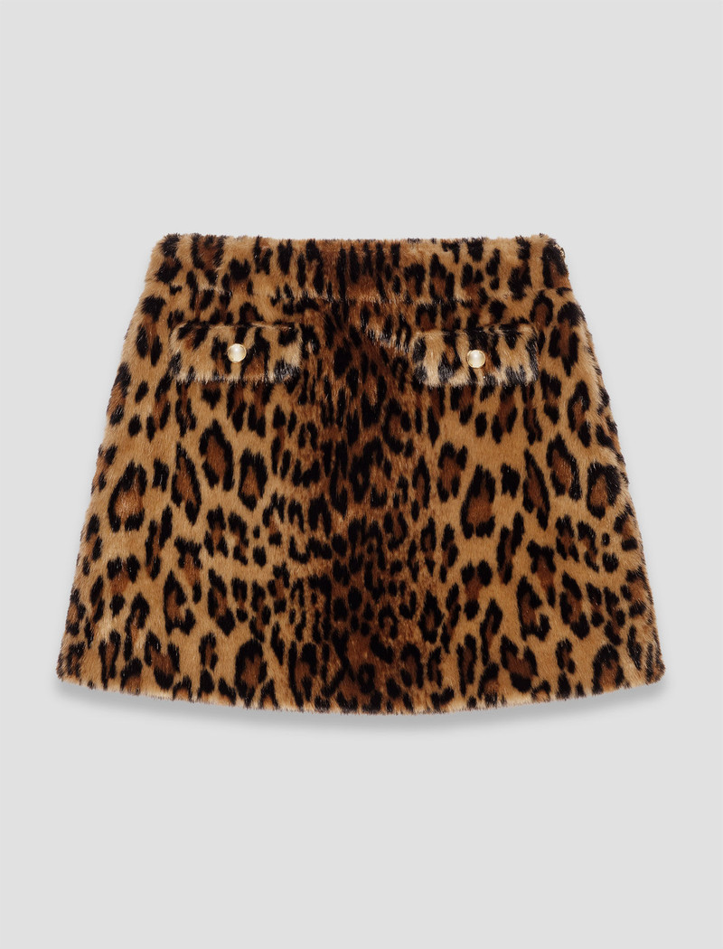 Leopard faux fur mini skirt 1