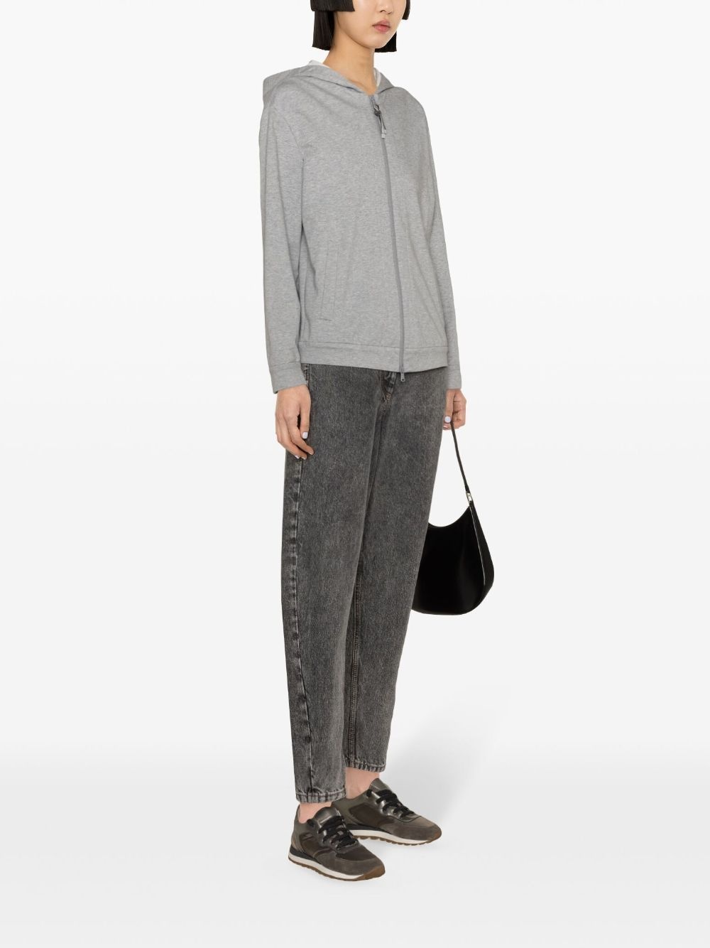 mÃ©lange-effect zipped-up hoodie - 3