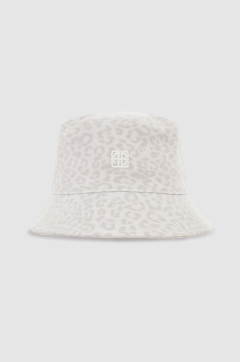 Nicks Bucket Hat - Washed White Leopard 1