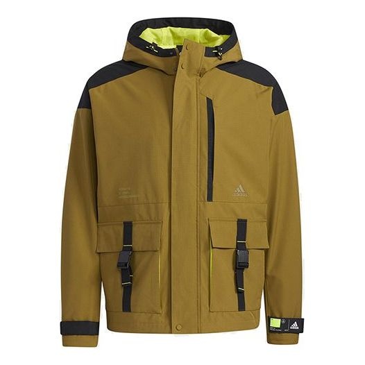 adidas Men's Th Woven Bagjk Hooded Jacket Brown GP0989 - 1