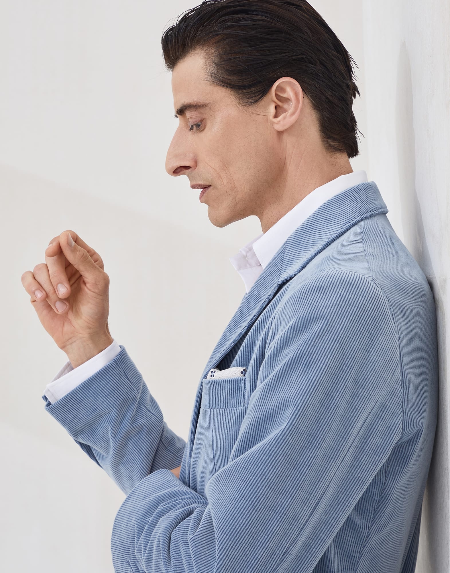 Comfort cotton and cashmere corduroy deconstructed Cavallo blazer with metal buttons - 3