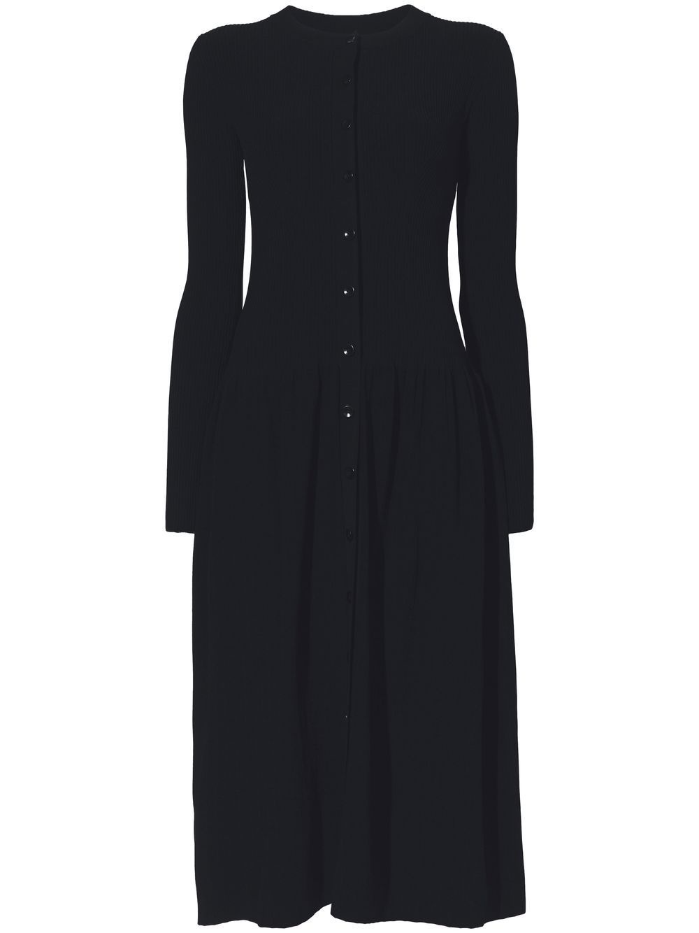 ribbed-knit button-front dress - 1