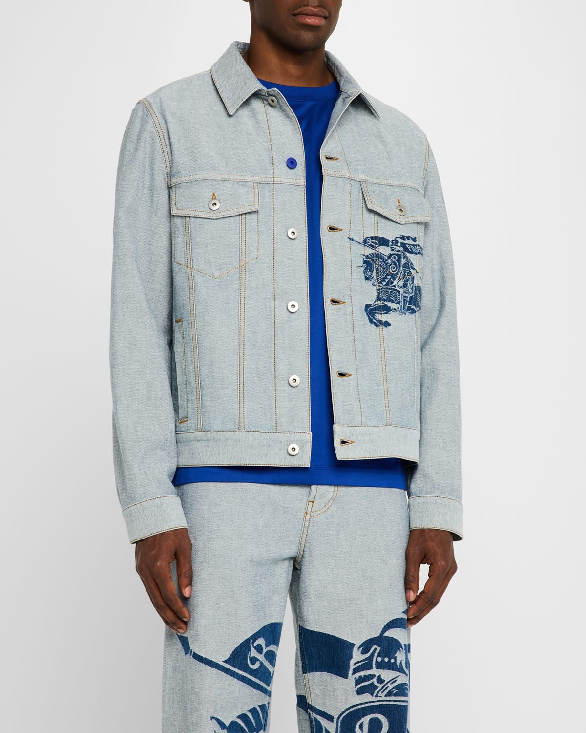 【関税&送料込】Burberry Embroidered Denim Jacket Supreme Burberry Denim Trucker Jacket (SS22) - $298