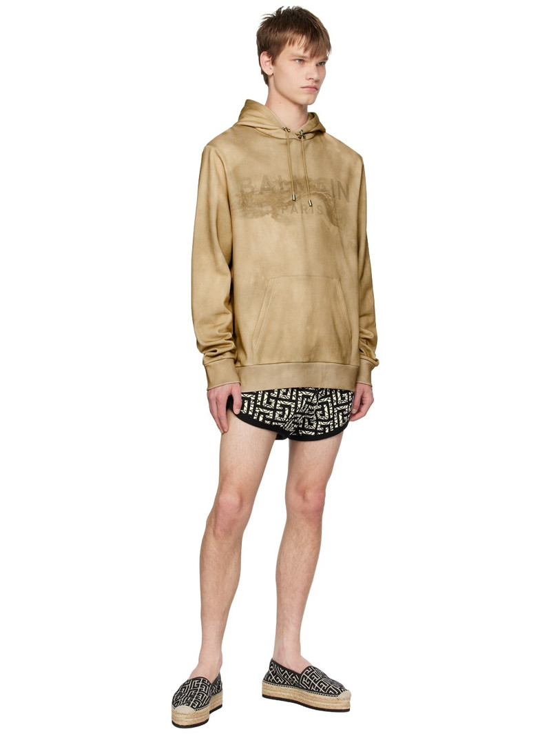 Balmain Black & White Monogram Shorts outlook
