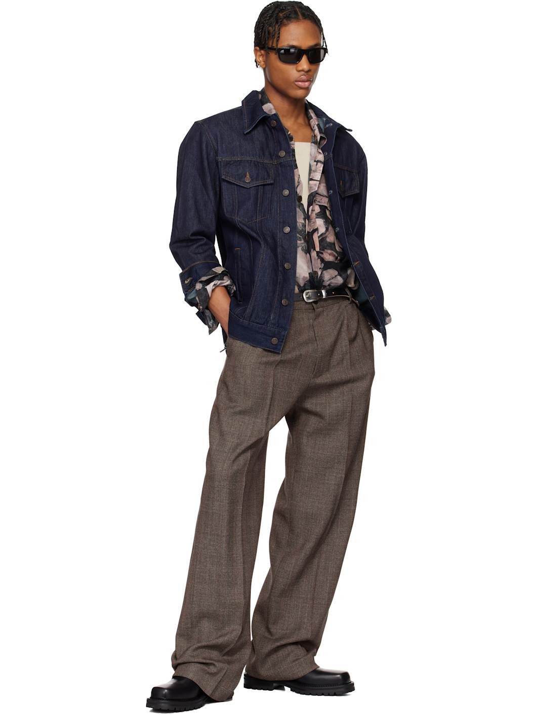 Navy Paneled Denim Jacket - 4