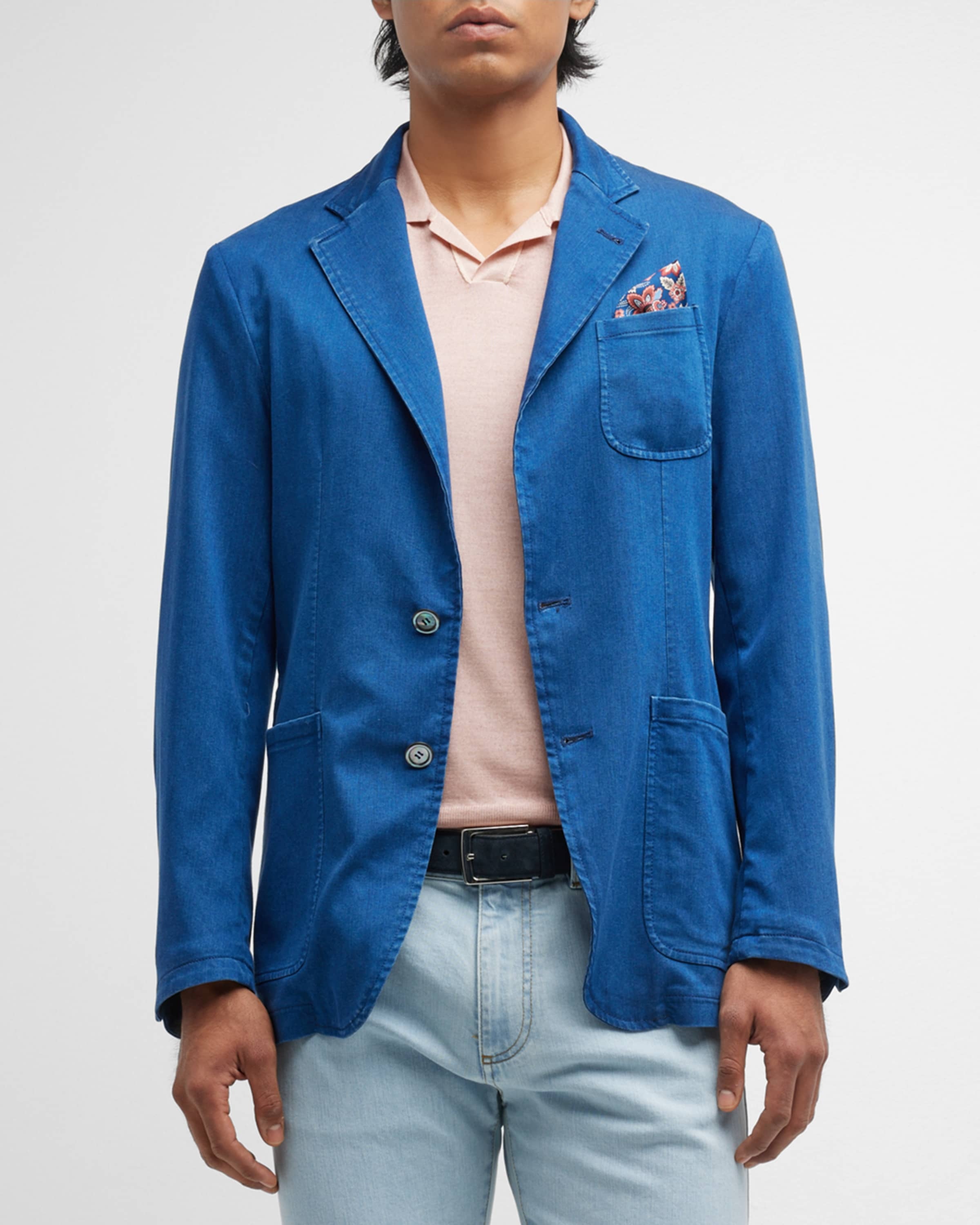 Canali mélange-effect blazer - Blue