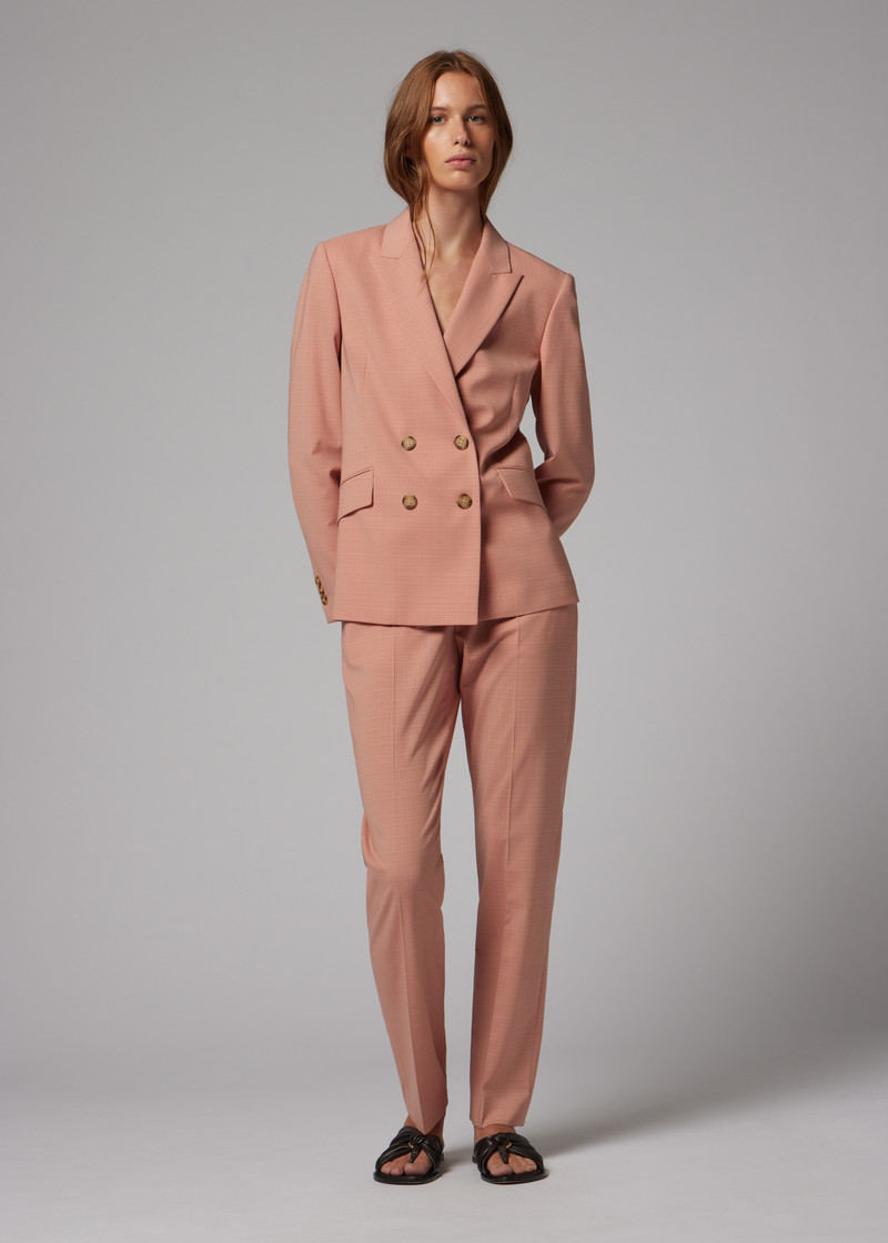 Women's Pink Cotton-Blend Double Breasted Two-Piece Suit 5