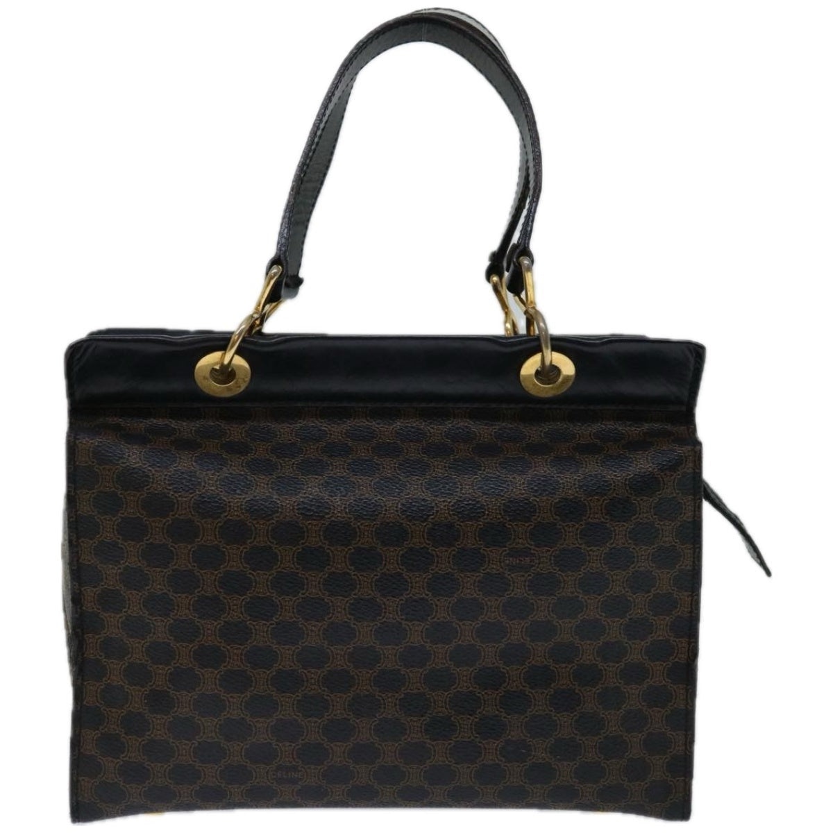 CELINE Macadam Canvas Hand Bag Pvc Brown Black - 13