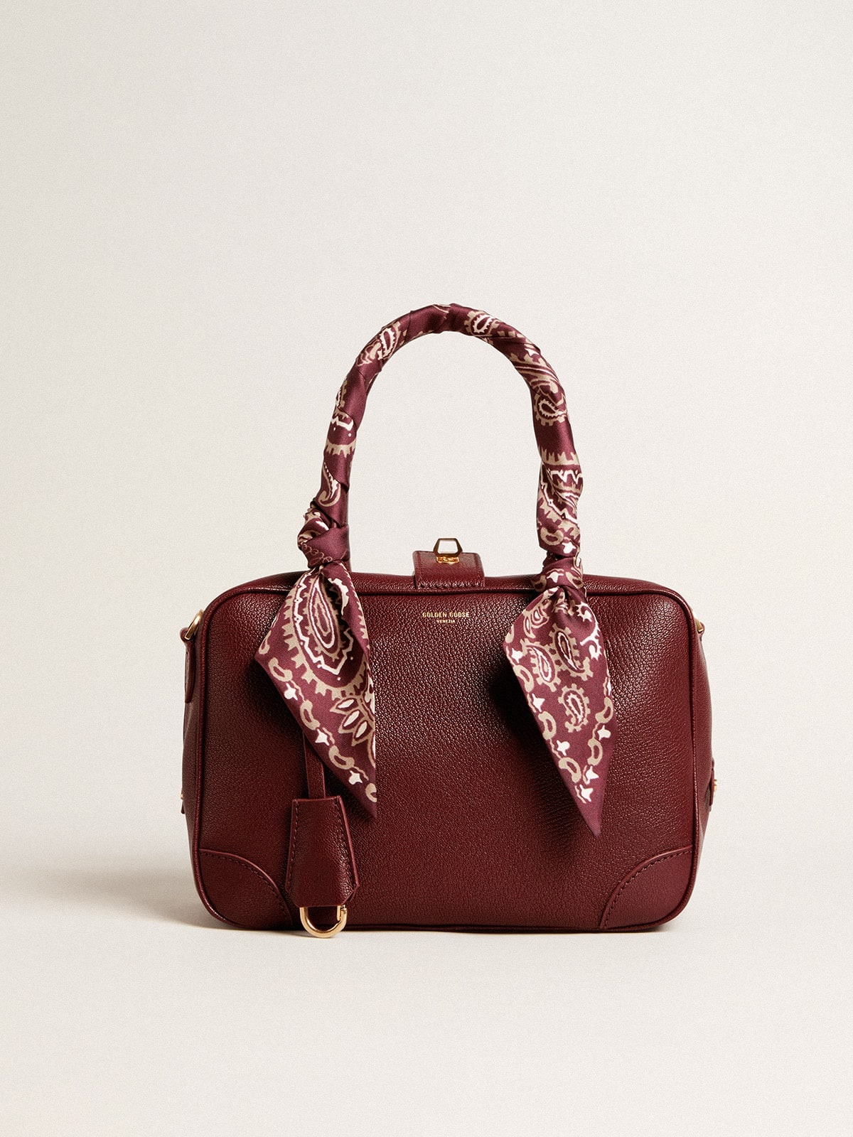 Vita Bag in burgundy sheepskin leather with gold details - 8