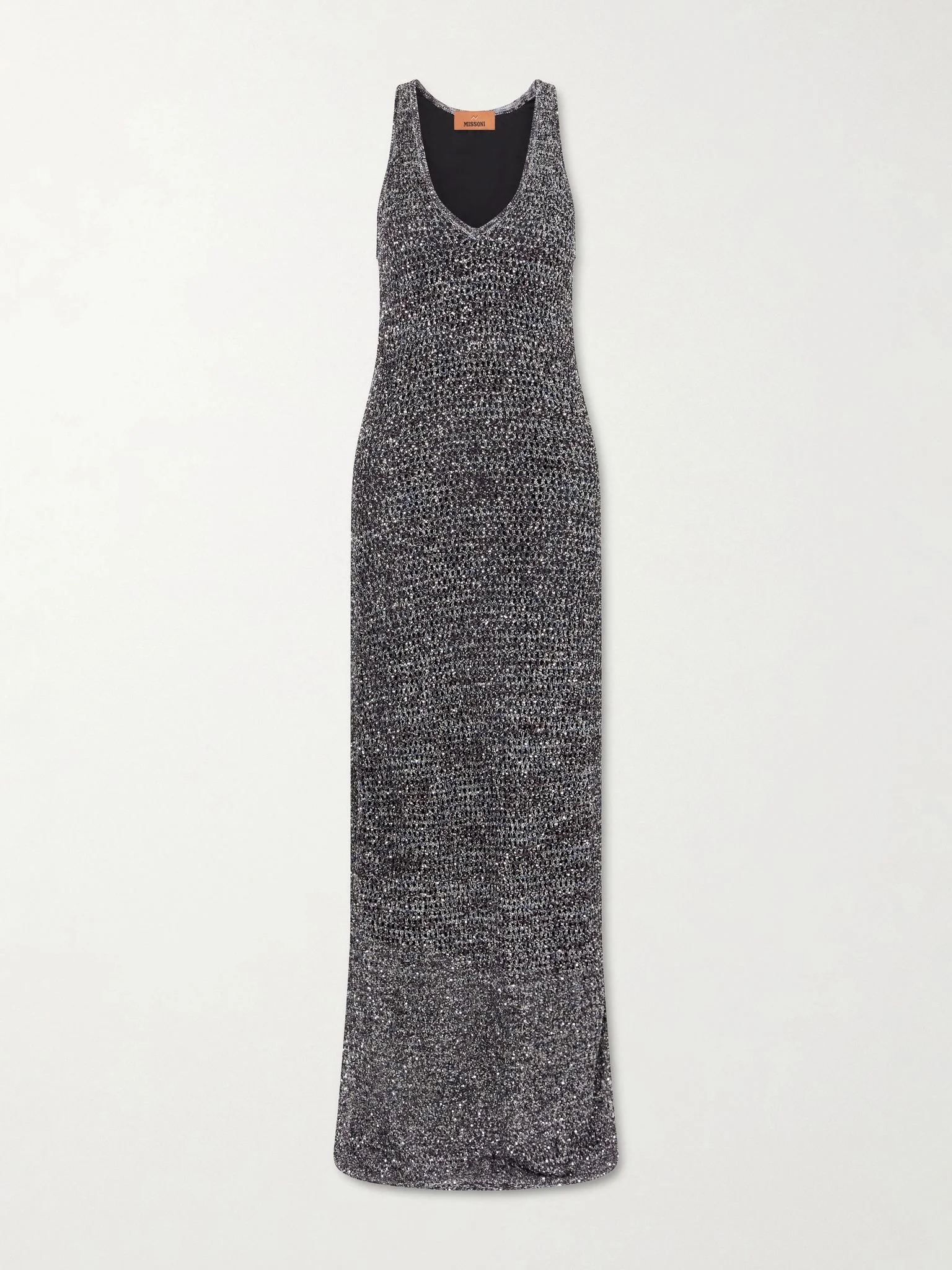 Embellished mesh maxi dress Black - 1