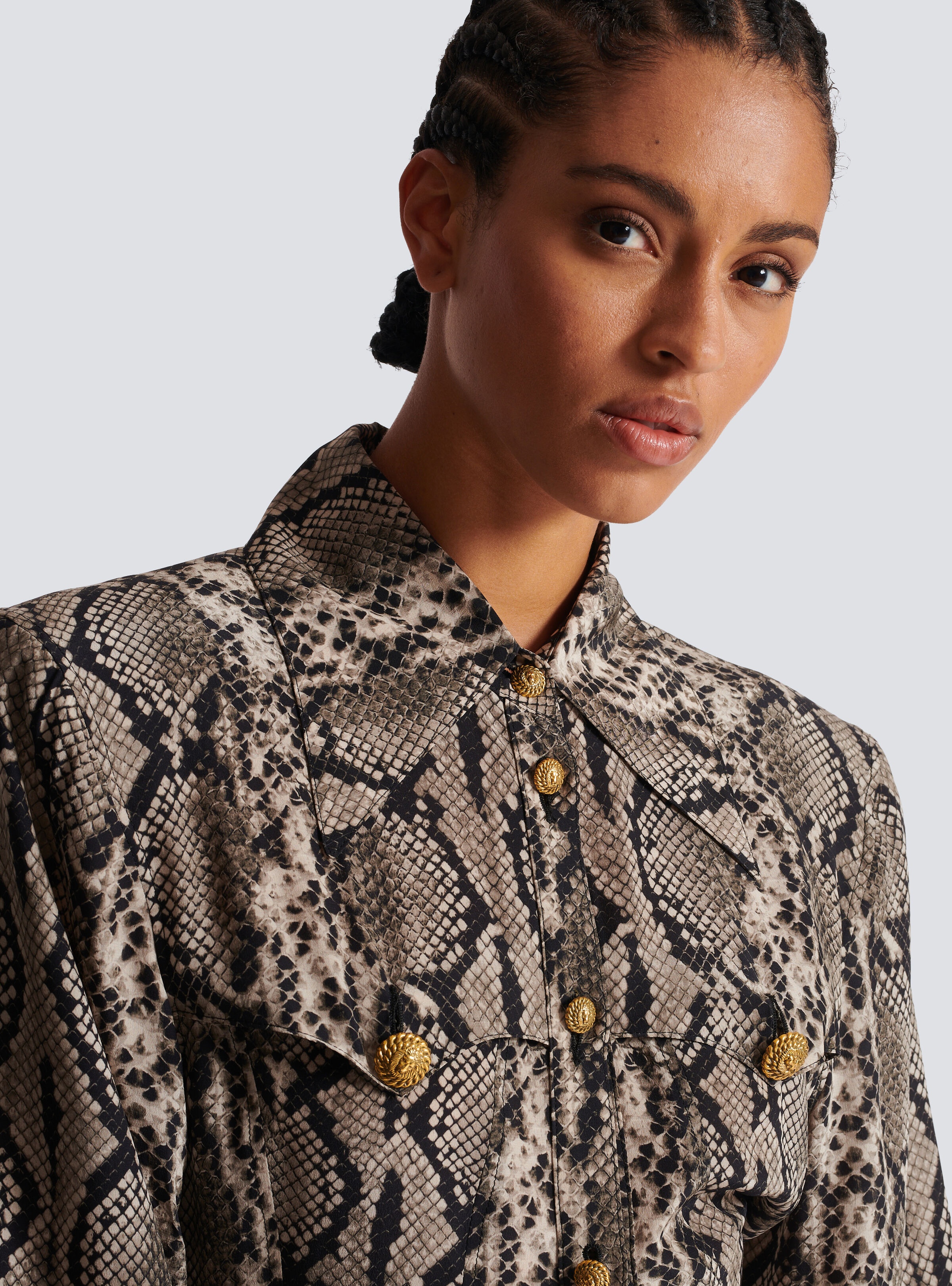 Snakeskin silk shirt dress - 7