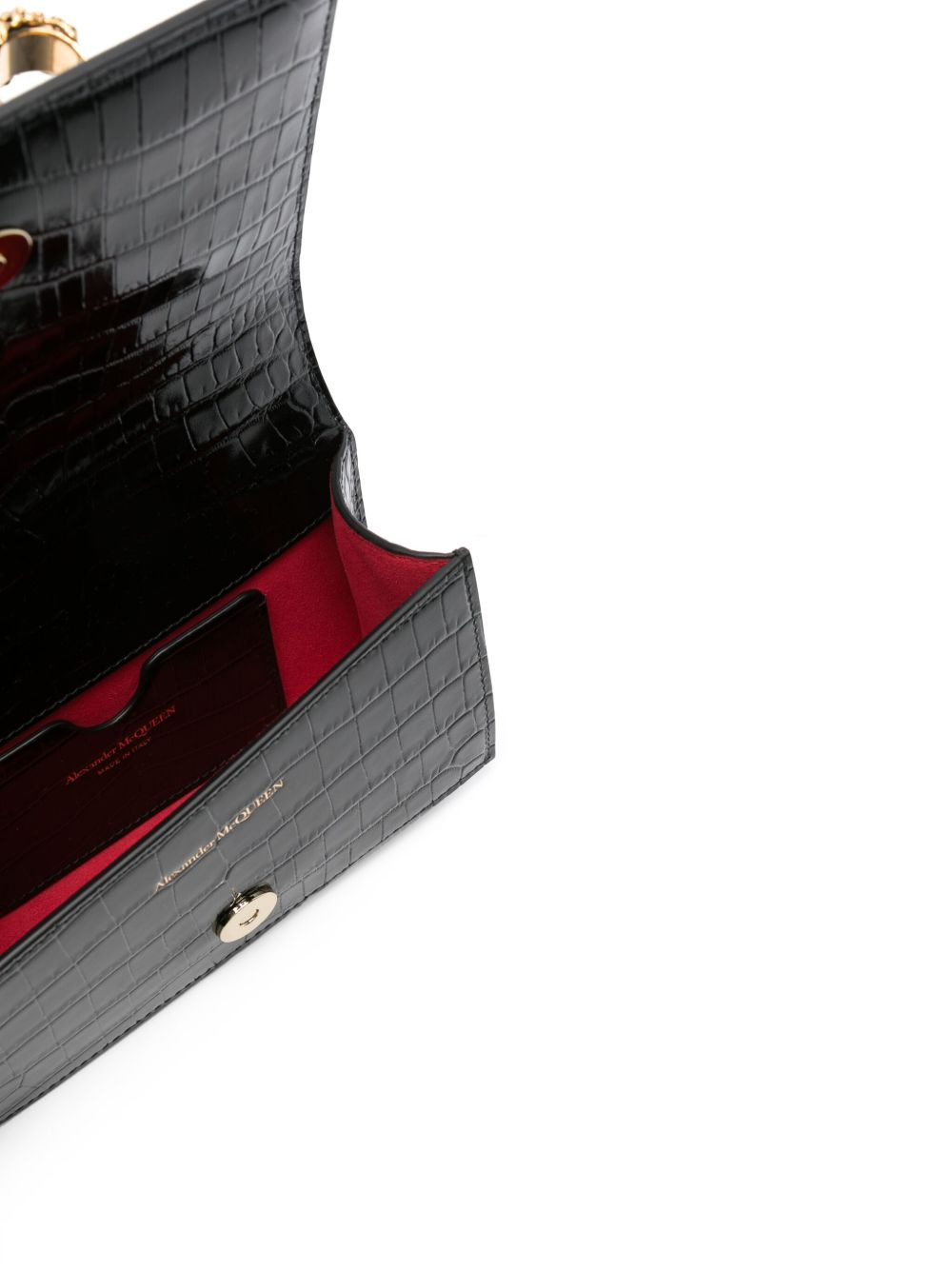 Jewelled crocodile-effect satchel - 5