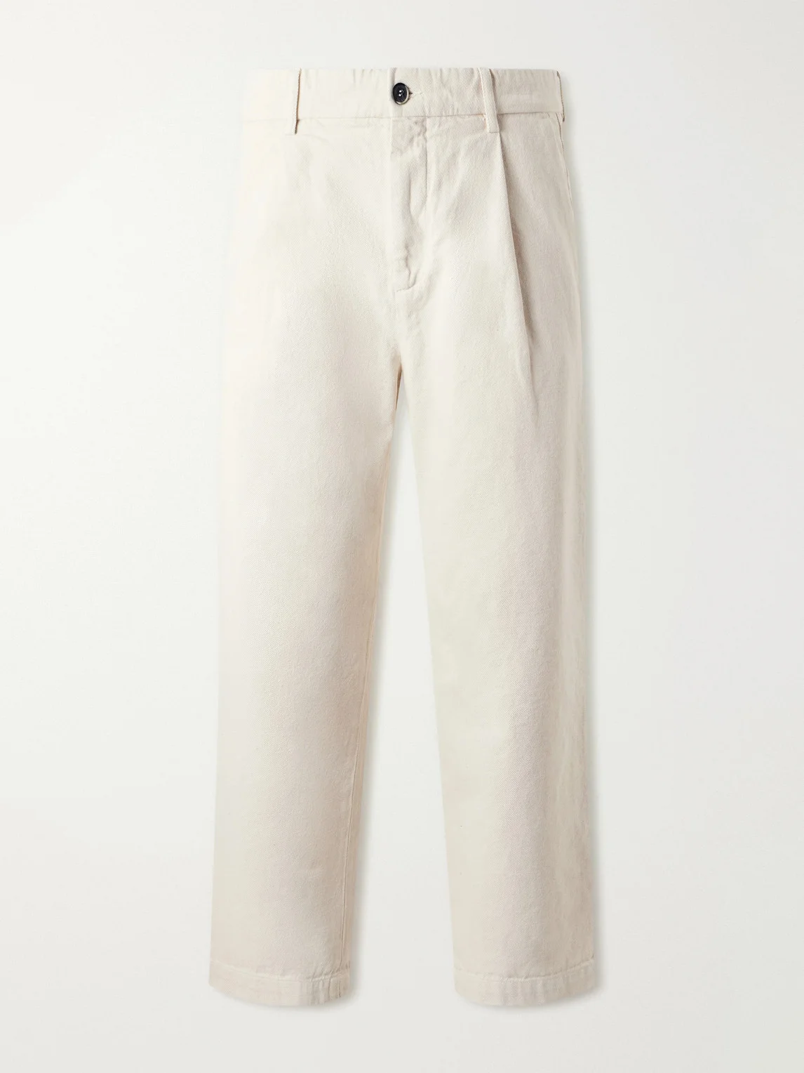 Straight-Leg Pleated Cotton-Drill Trousers - 1