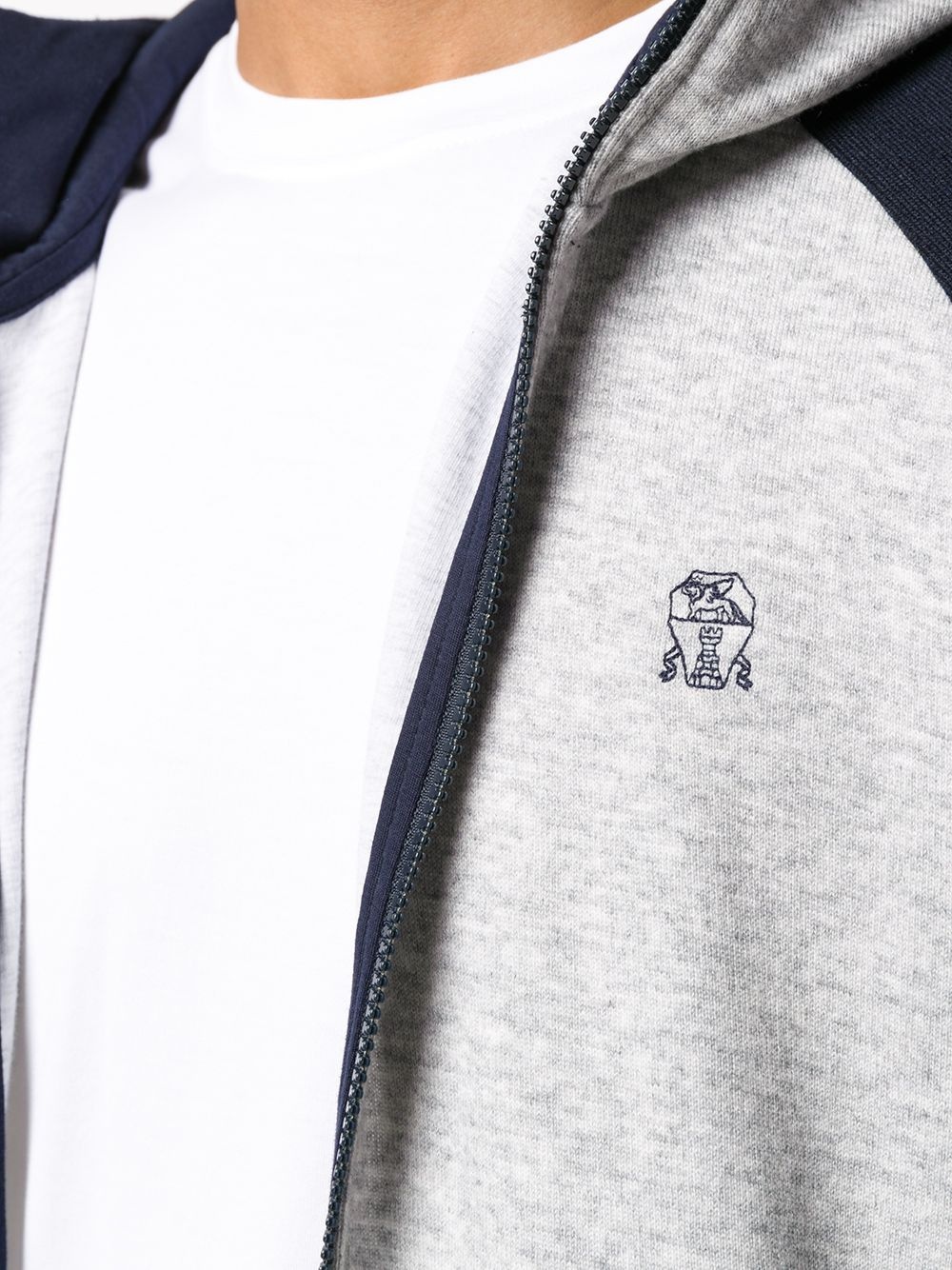 embroidered logo zip-up hoodie - 5