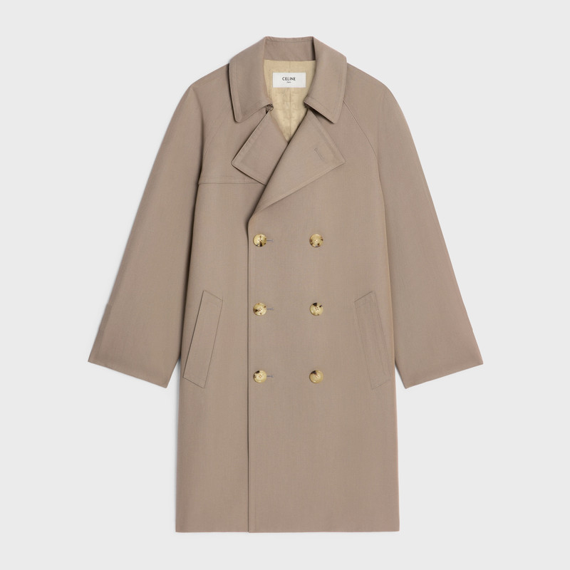trench coat in wool gabardine and cotton 1