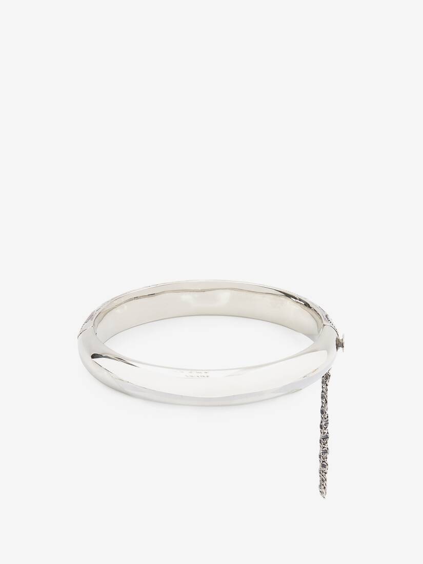Thin Engraved Bangle in Antique Silver - 2