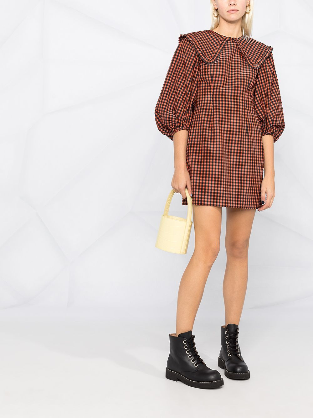 seersucker check mini dress - 2