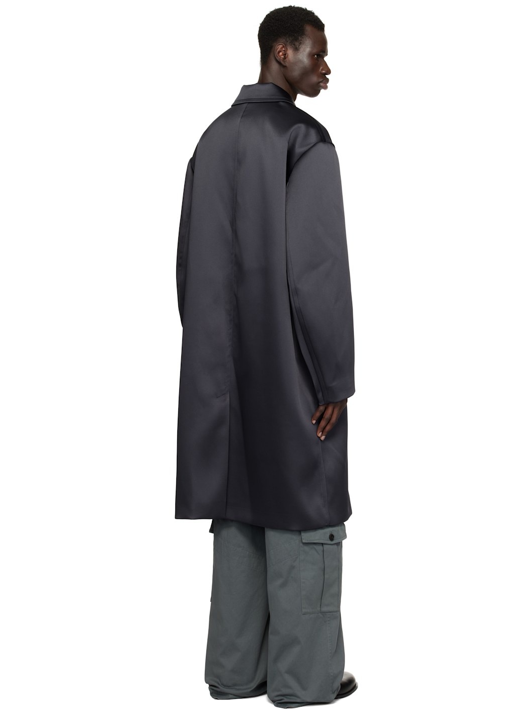 Navy Loose Fit Mac Coat - 3