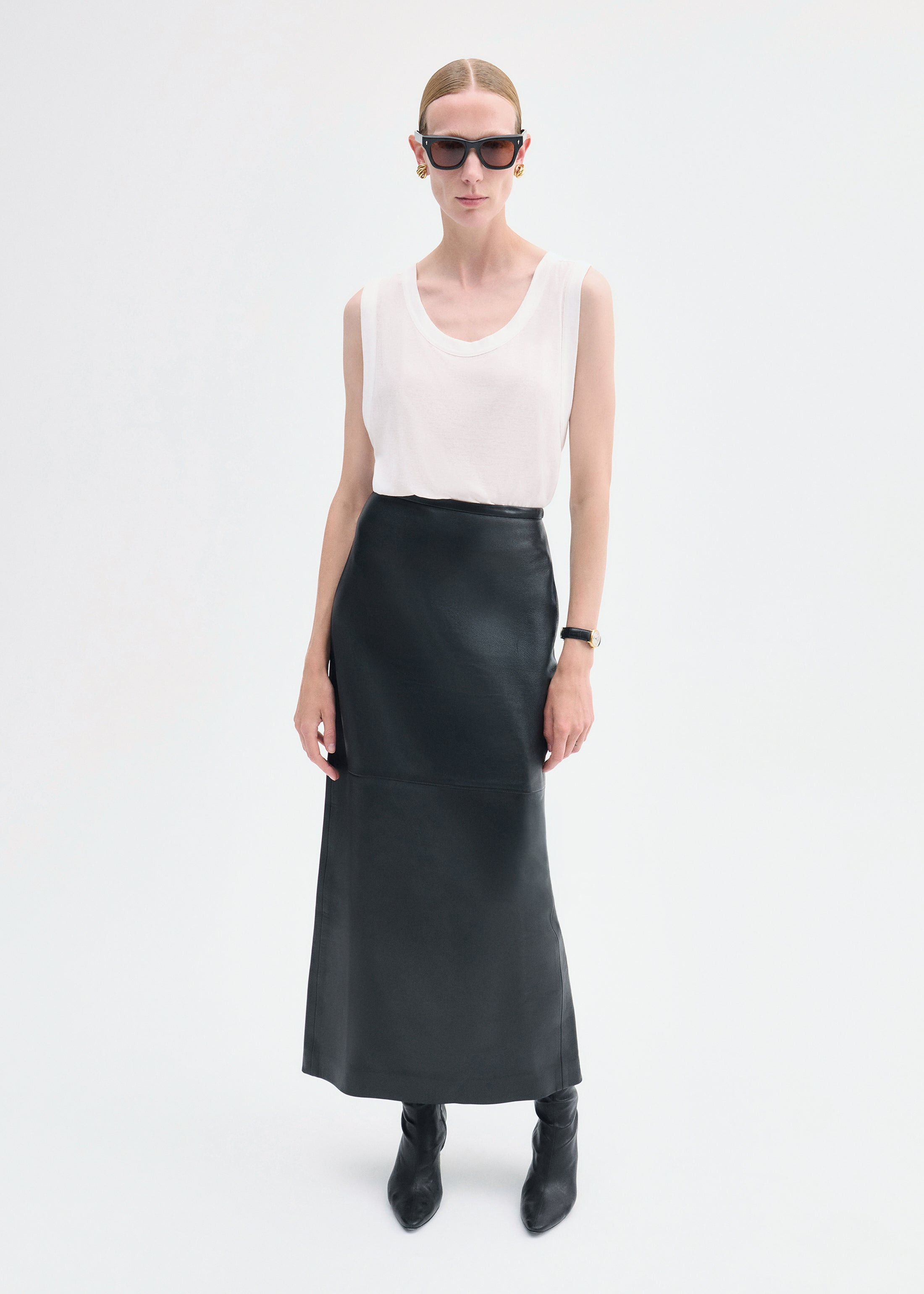 Full-Length Pencil Skirt in Leather - 2