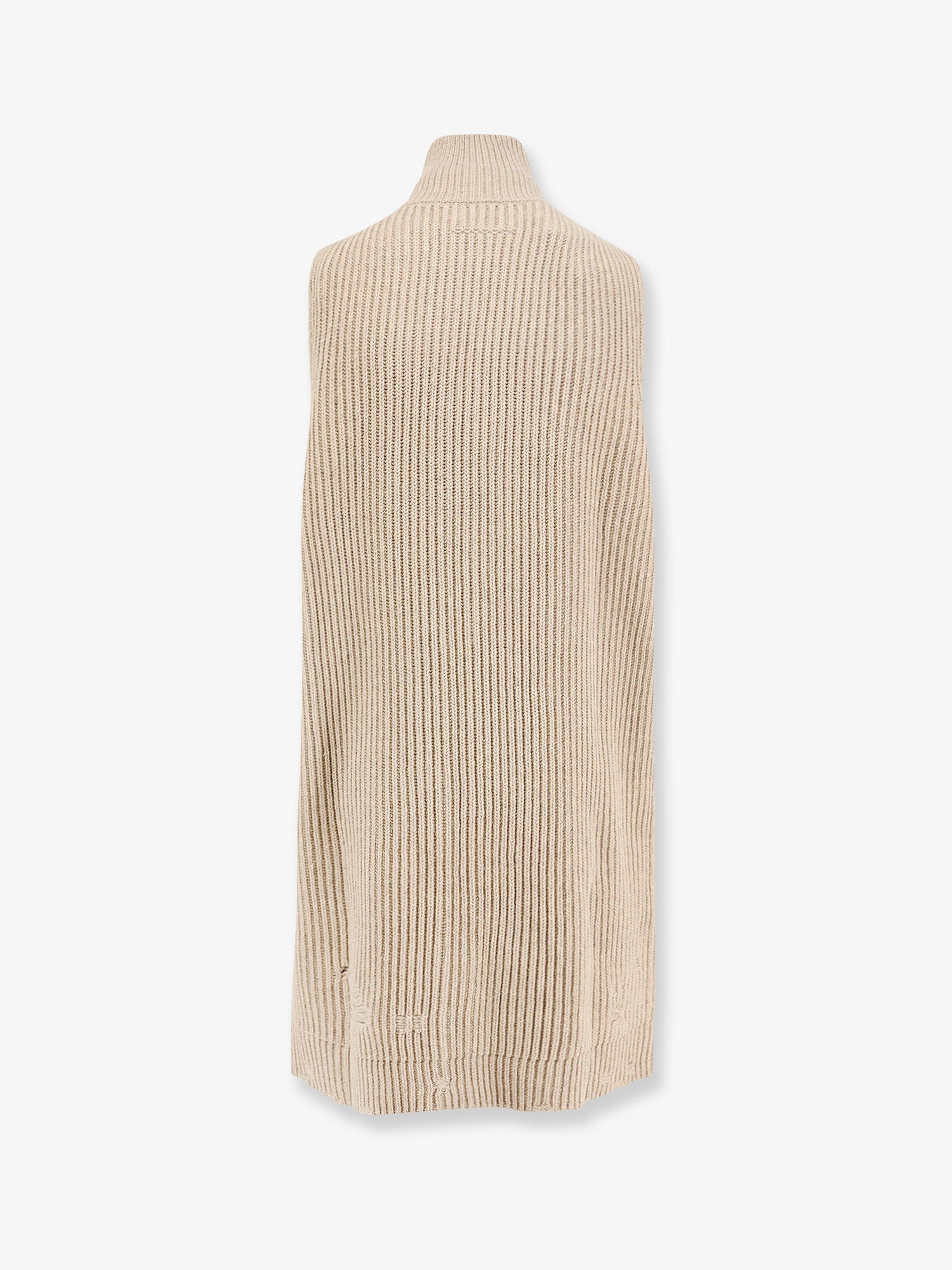 SLEEVELESS LONG WOOL BLEND CARDIGAN WITH DISTRESSED EFFECT - 2