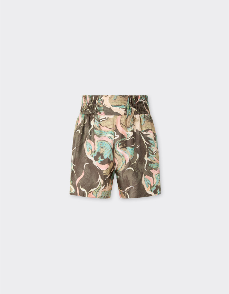 Silk shorts with Marble Horse print 1