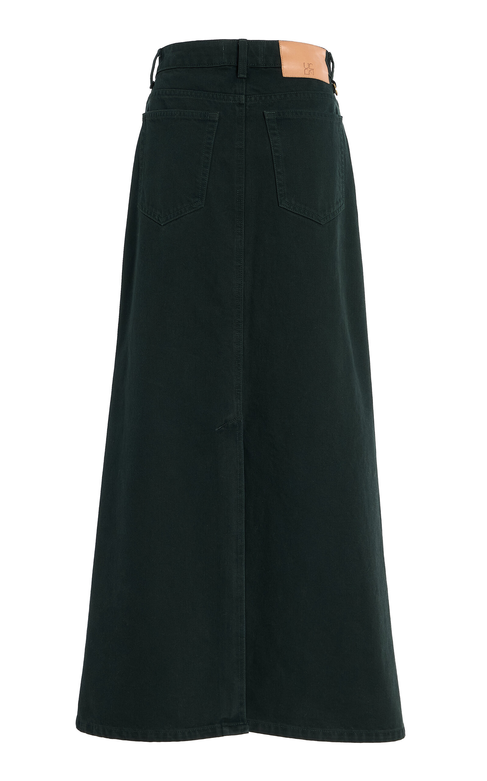 The Anais Cotton Denim Maxi Skirt dark green - 3