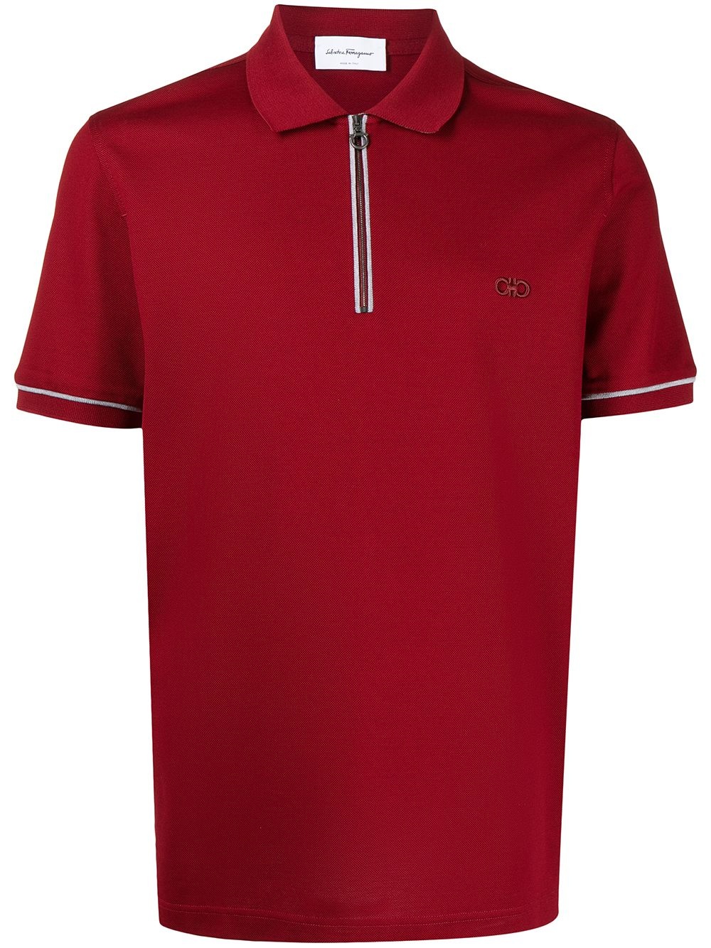 piped-trim polo shirt - 1