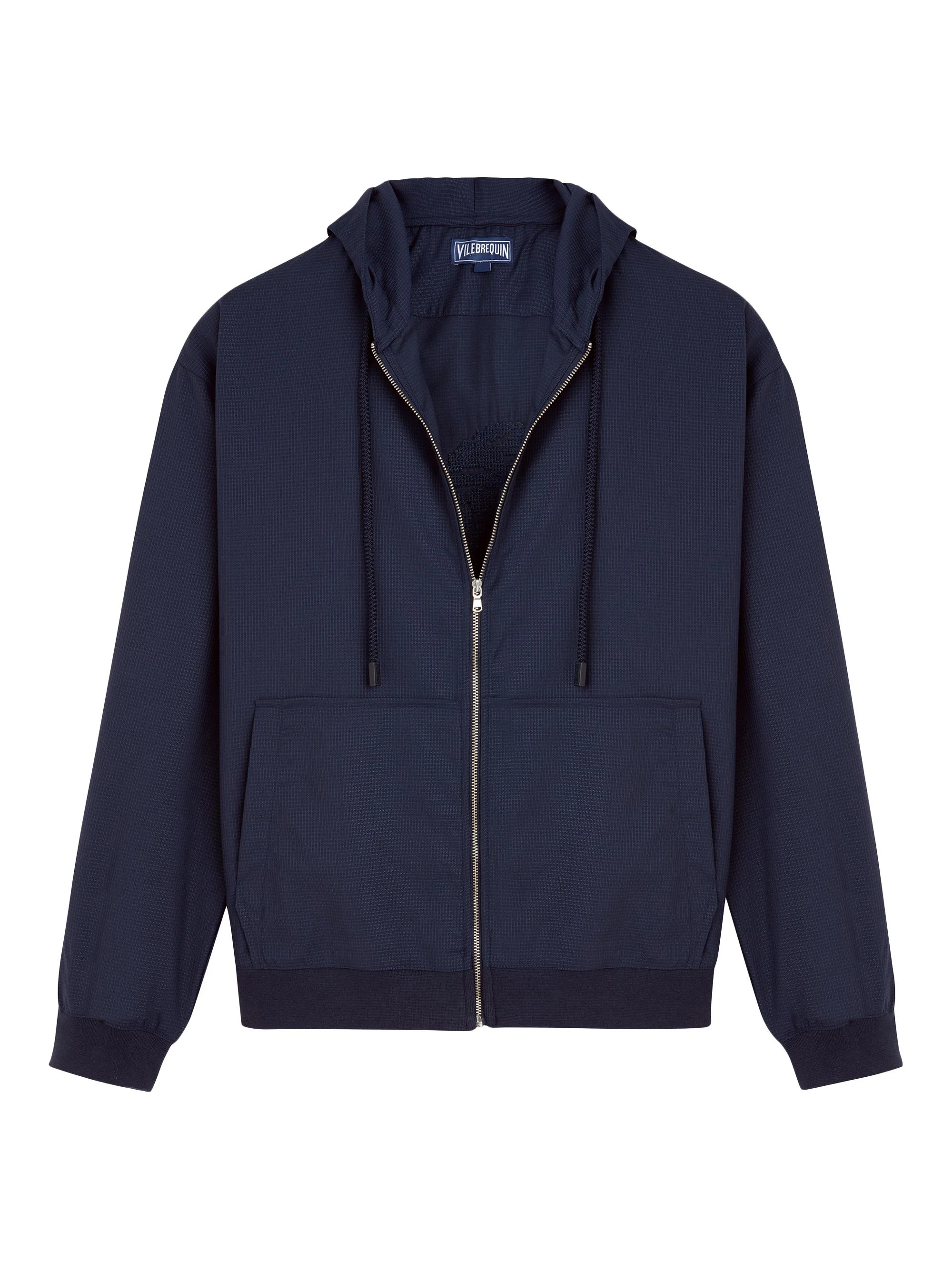 Men's Tile Wool-Blend Hoodie - Navy Blue - 1