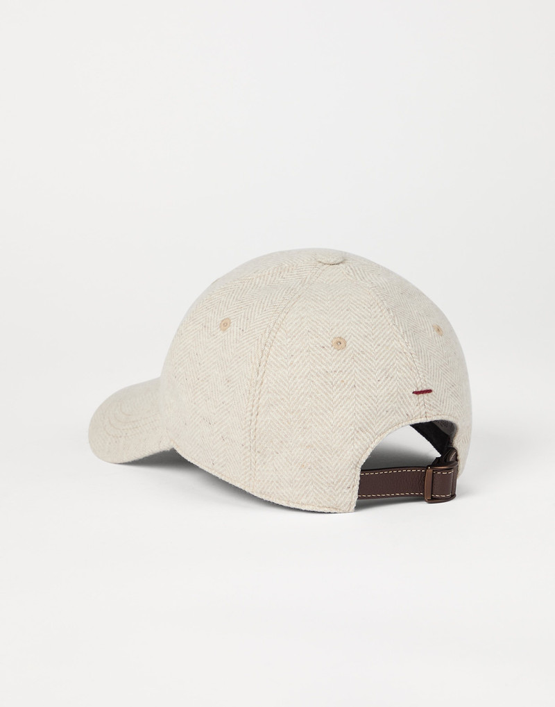 Brunello Cucinelli Wool and cashmere chevron baseball cap with embroidered logo outlook