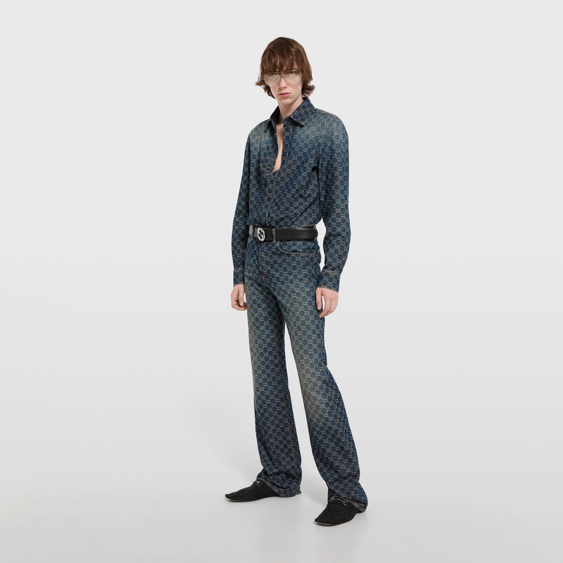 GUCCI GG cotton denim jacquard shirt outlook