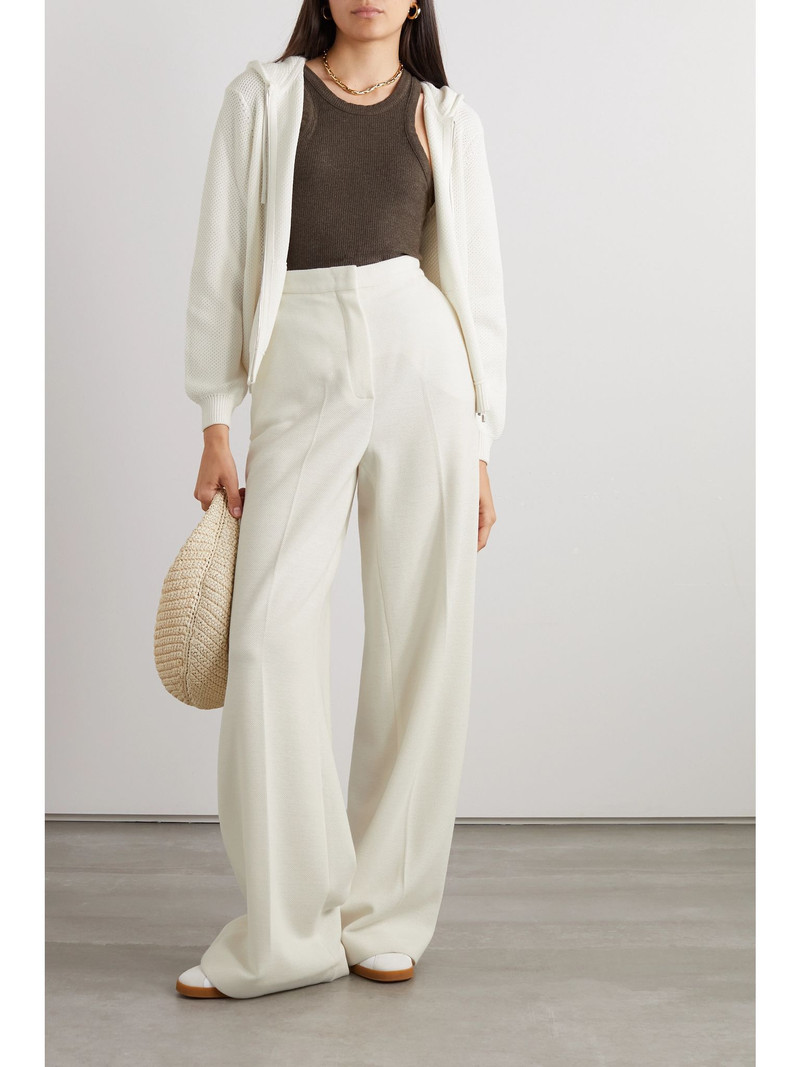 Loro Piana Open-knit cotton hoodie White outlook