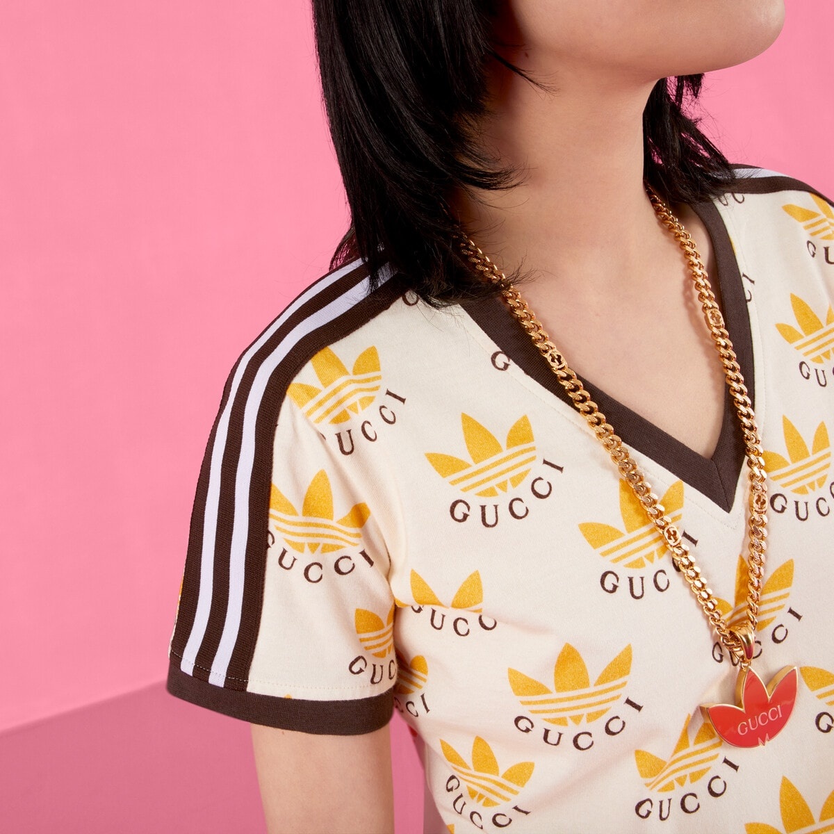 adidas x Gucci Trefoil print T-shirt - 4