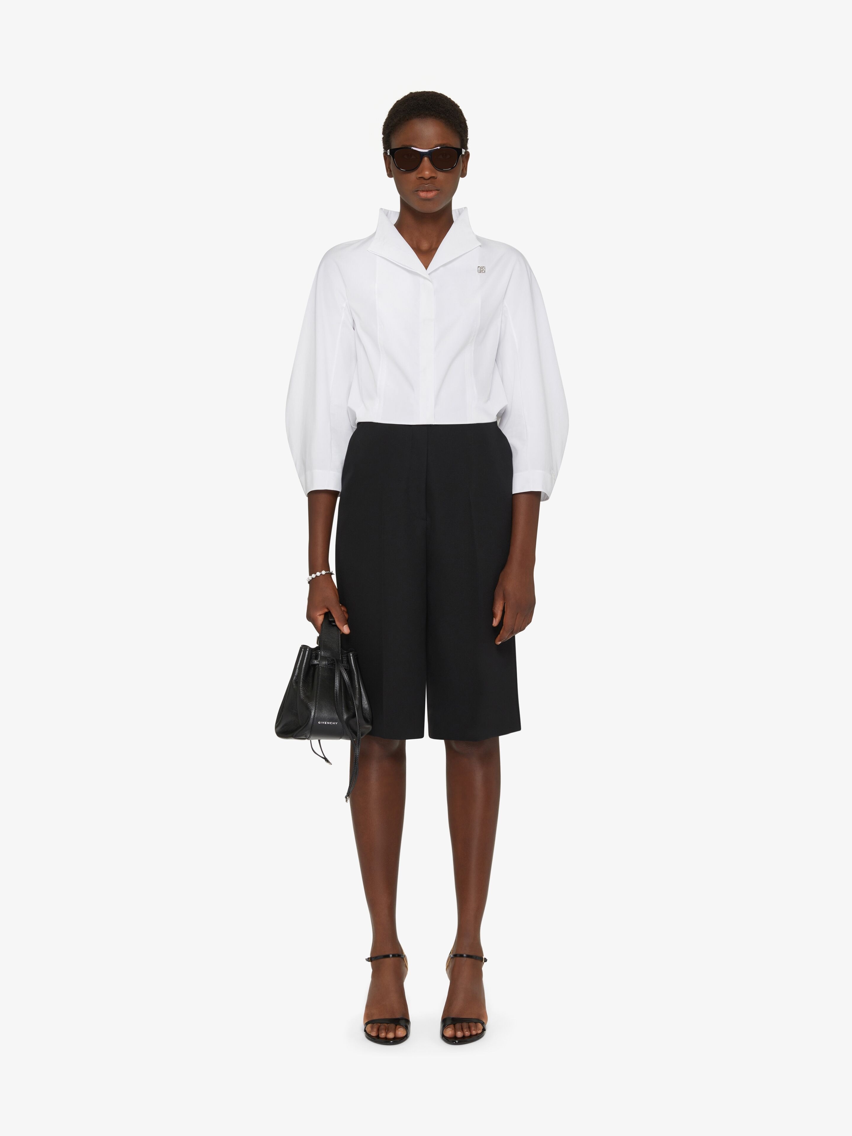 CROPPED SHIRT IN POPLIN WITH 4G DETAIL - 2