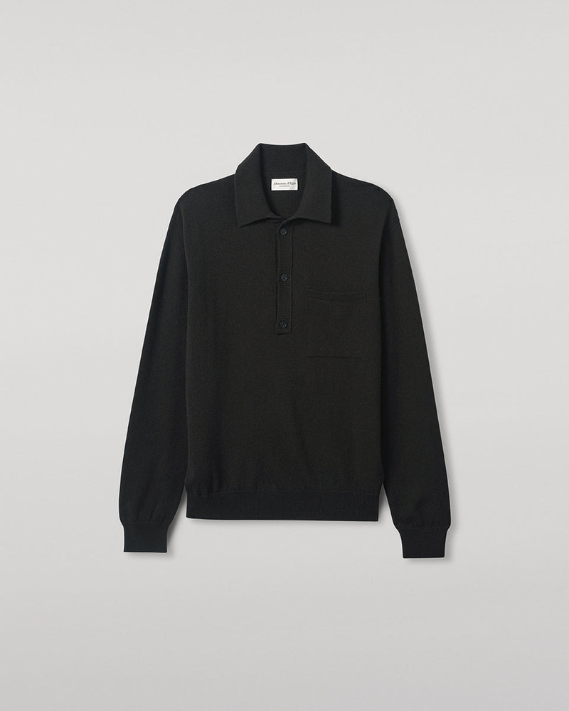 Cashmere Long Sleeve Grey Poloshirt 1