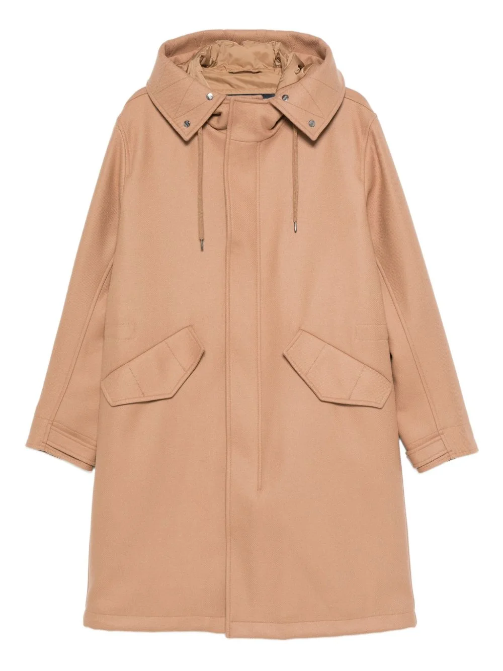 flap-pocket hooded coat - 1