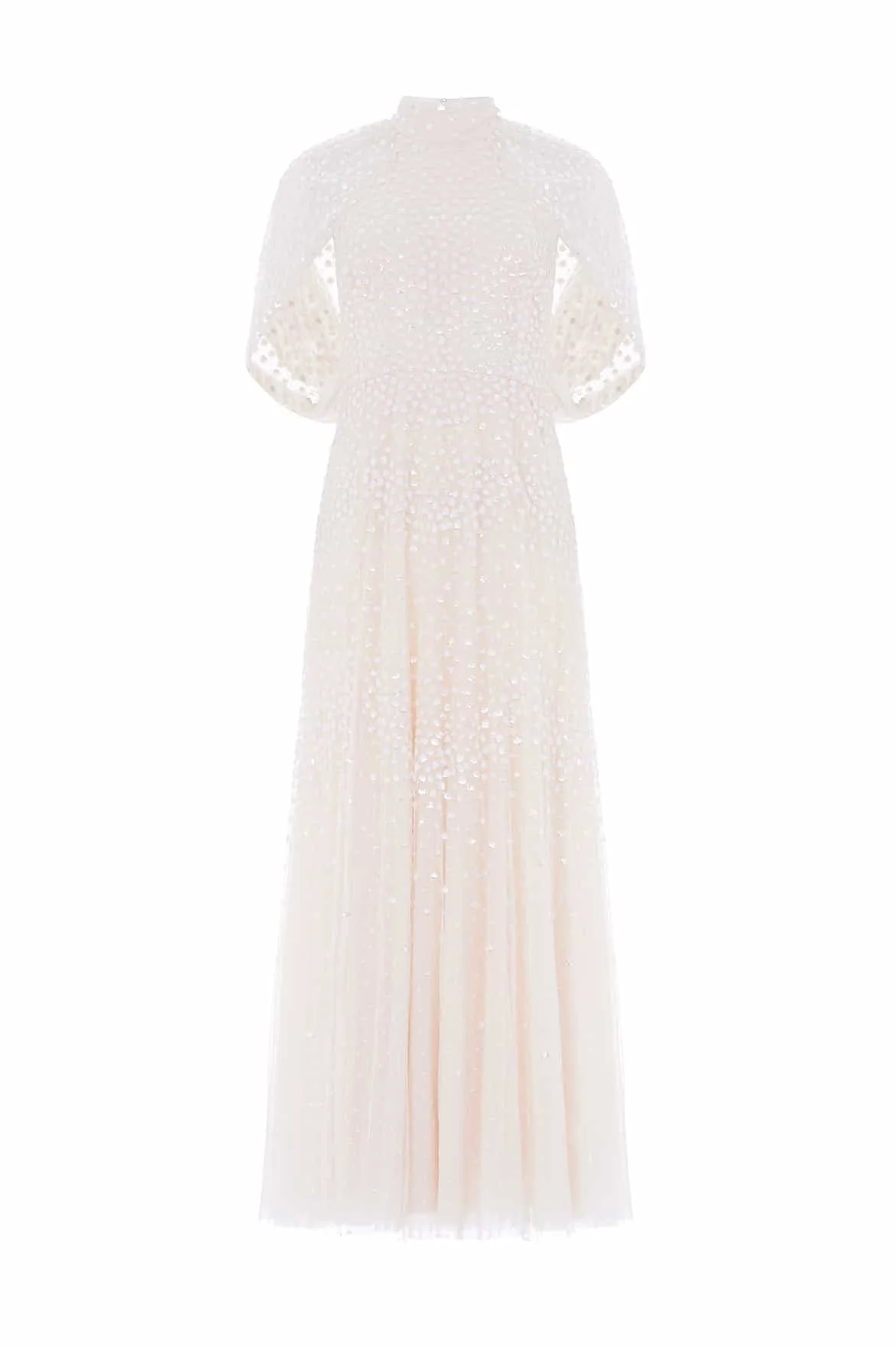 Scallop Sequin Cape Ankle Gown - 1