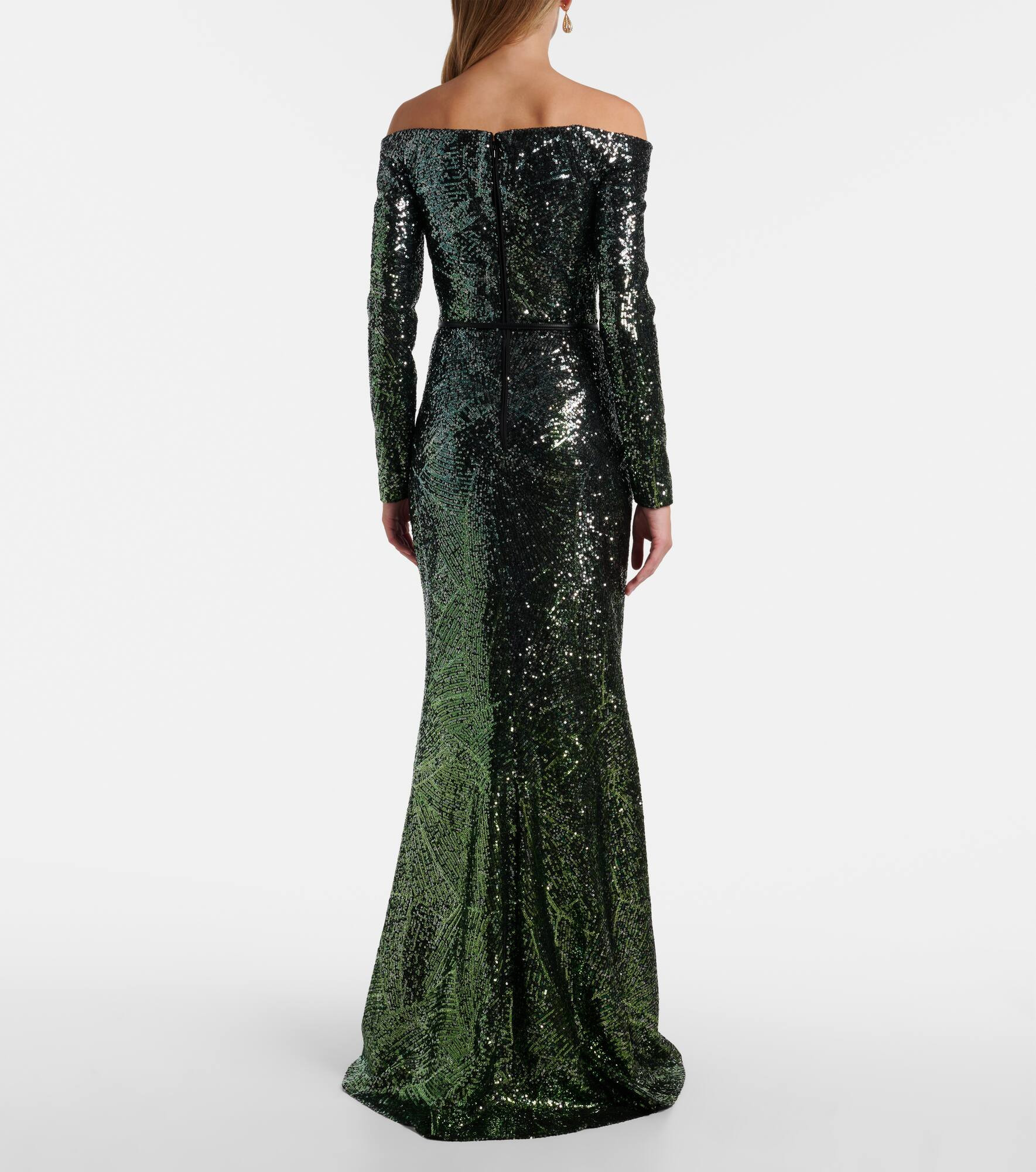 Ombré sequined silk-blend gown - 3