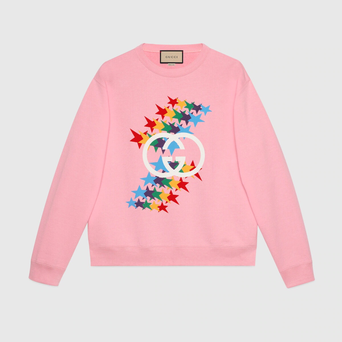 Interlocking G star flash print cotton sweatshirt - 1