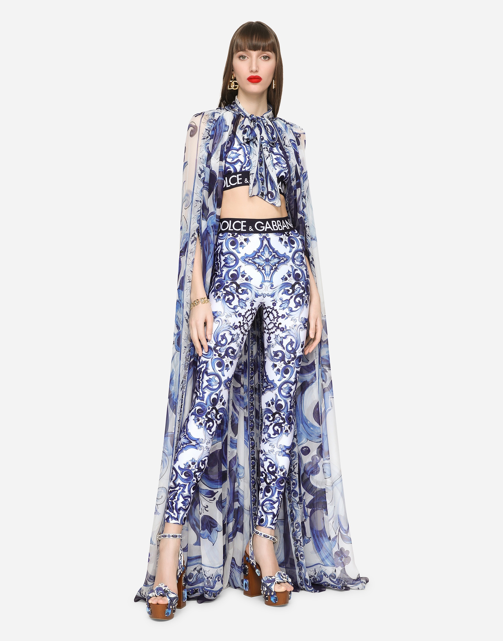 Majolica-print jersey leggings - 5