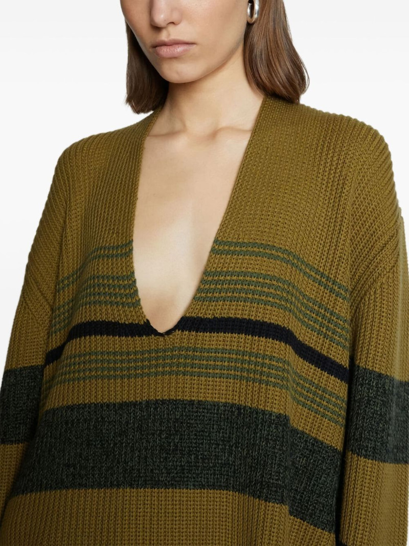 horizontal-stripe V-neck jumper 4