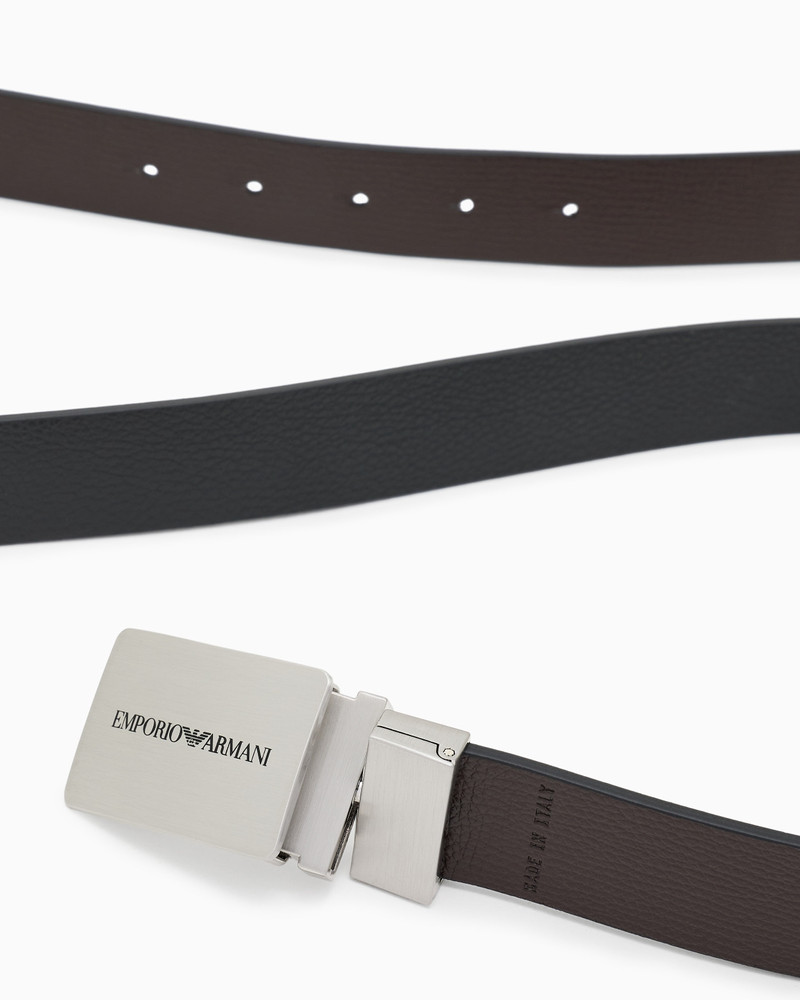 EMPORIO ARMANI Reversible leather belt with logo buckle outlook