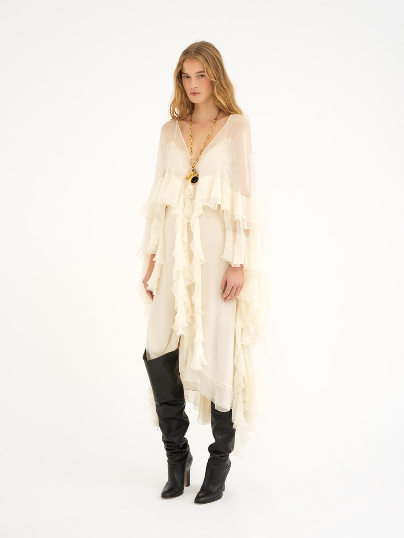 LONG RUFFLED DRESS IN SILK MOUSSELINE 12